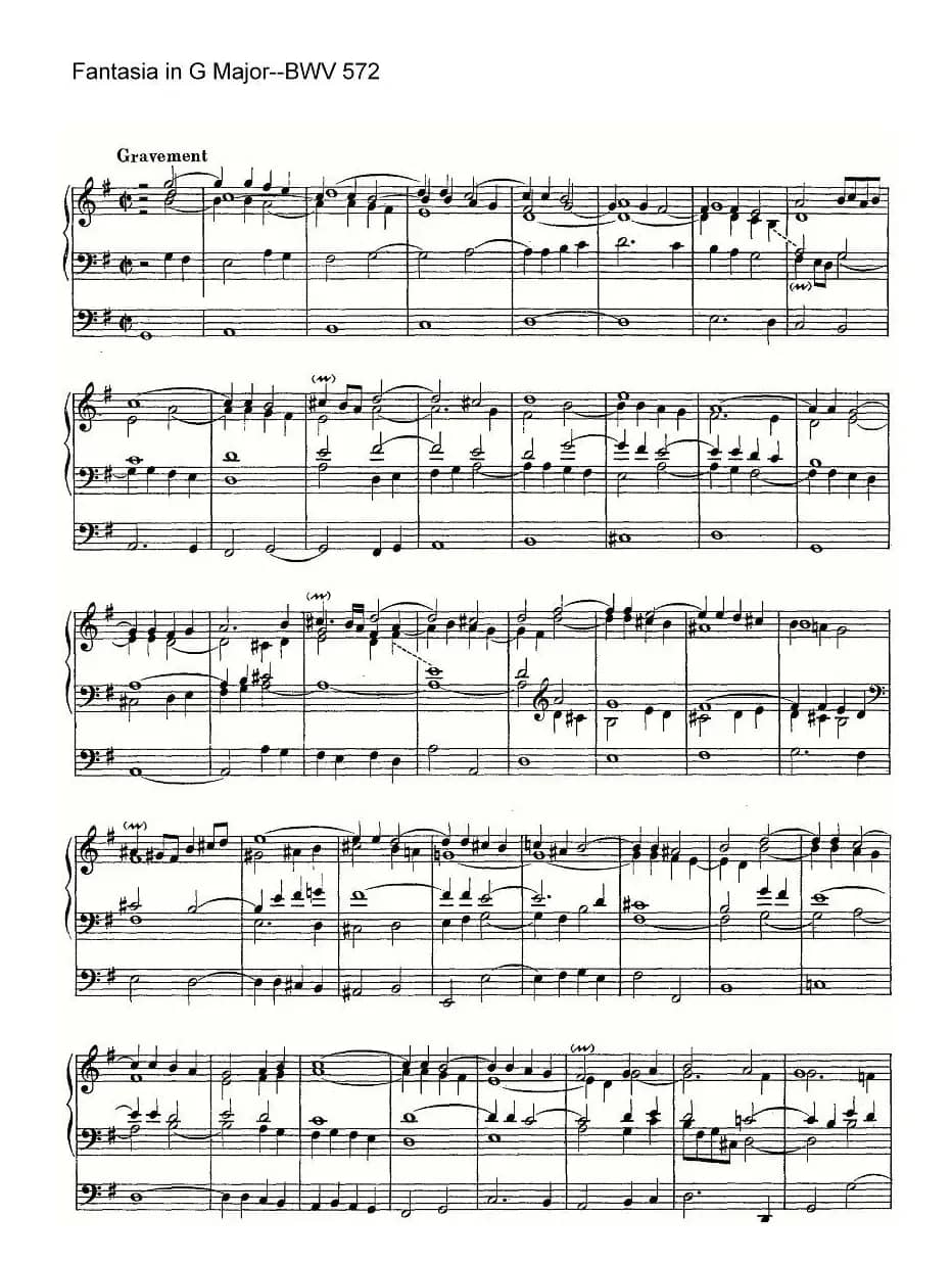 Fantasia in G Major--BWV 572（管风琴谱）