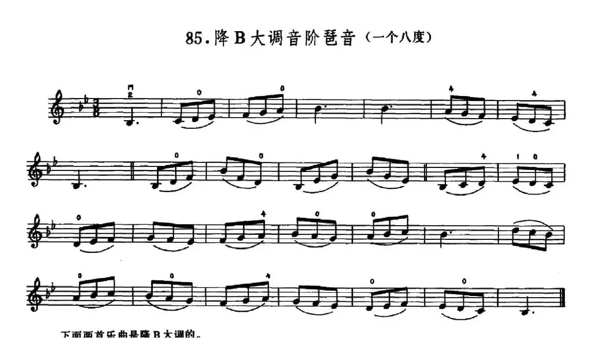 学琴之路练习曲85、降B大调音阶琶音（一个八度）
