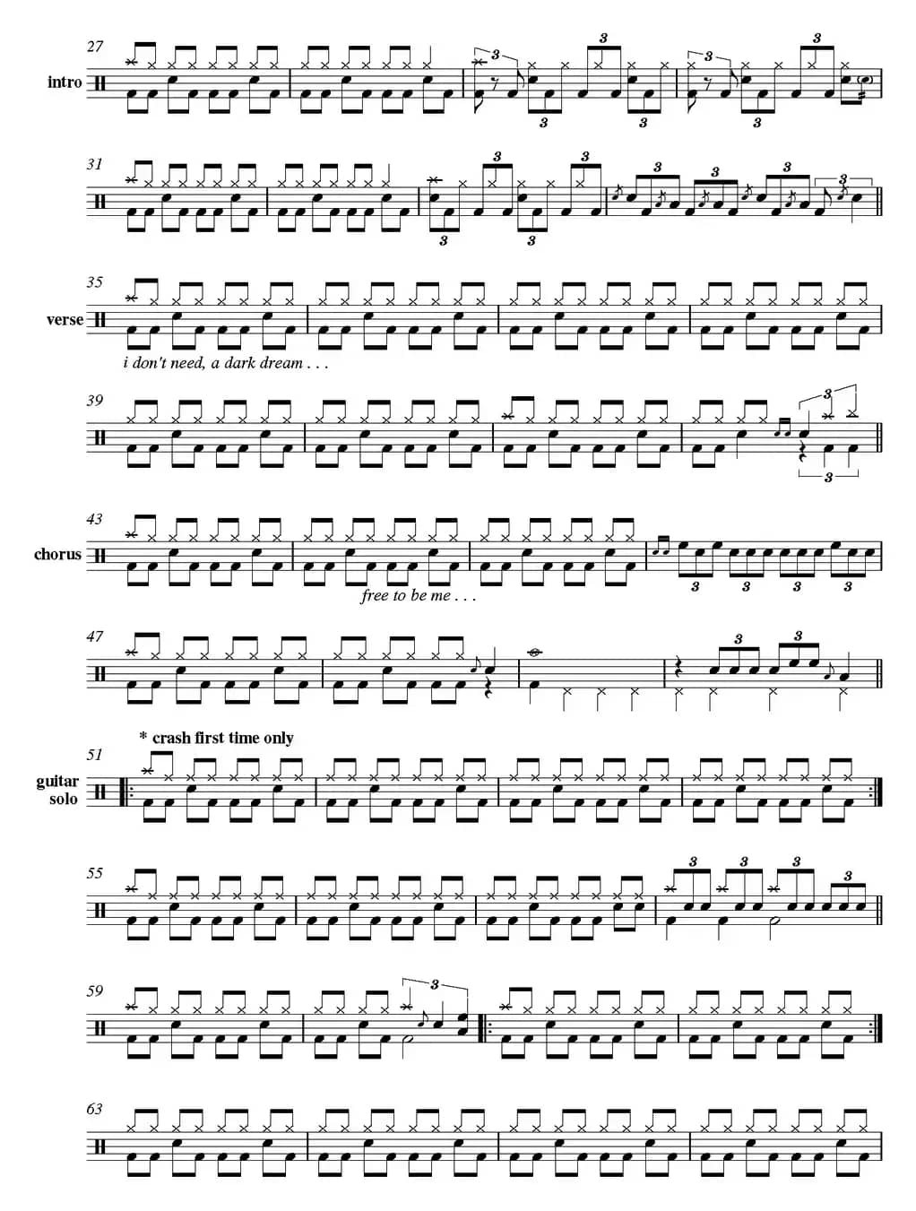 爵士鼓谱：Deep Purple - Black night