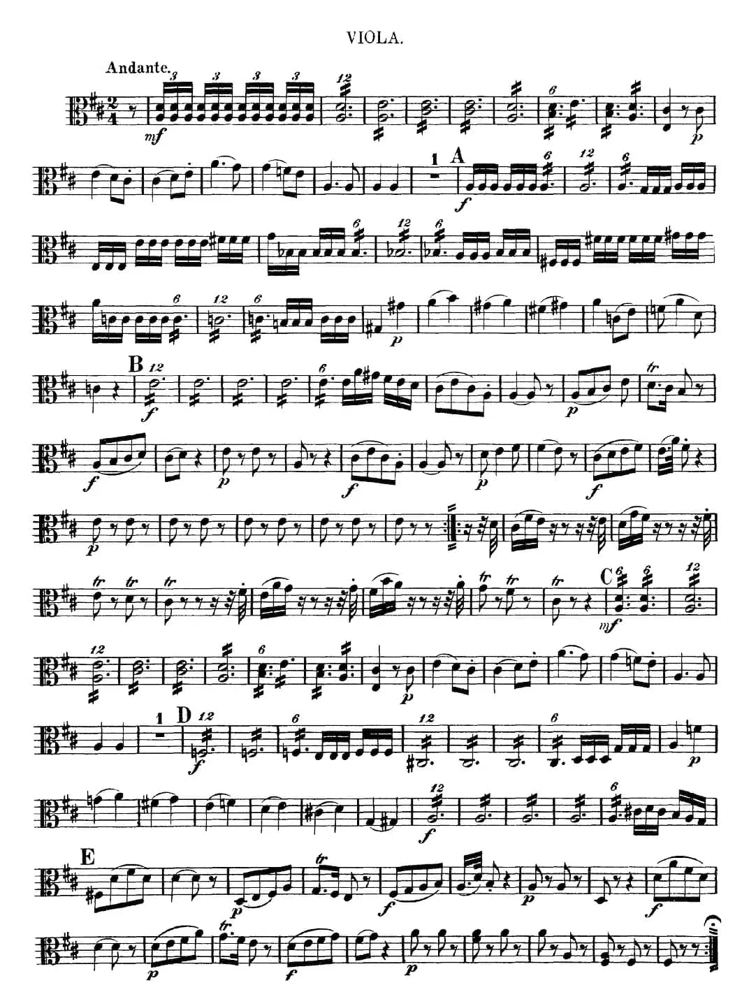 Mozart《Quartet No.9 in A Major,K.169》（Viola分谱）