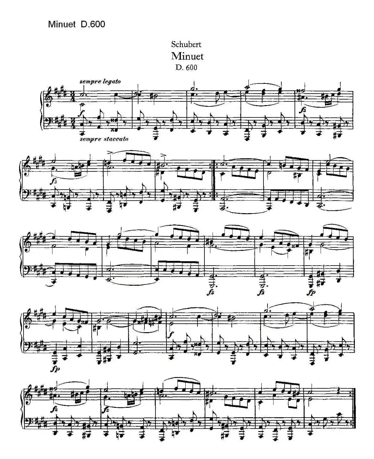 Minuet D.600        米奴哀小步舞曲D.600
