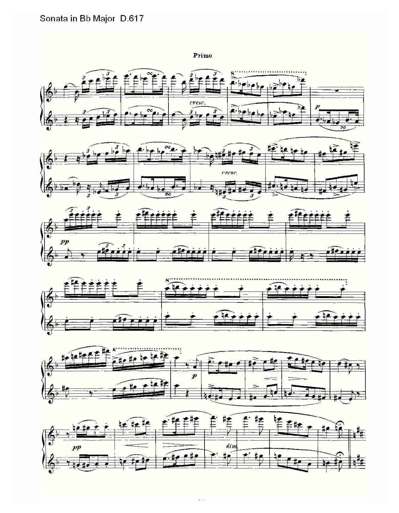 Sonata in Bb Major D.617(Bb大调奏鸣曲 D.617)
