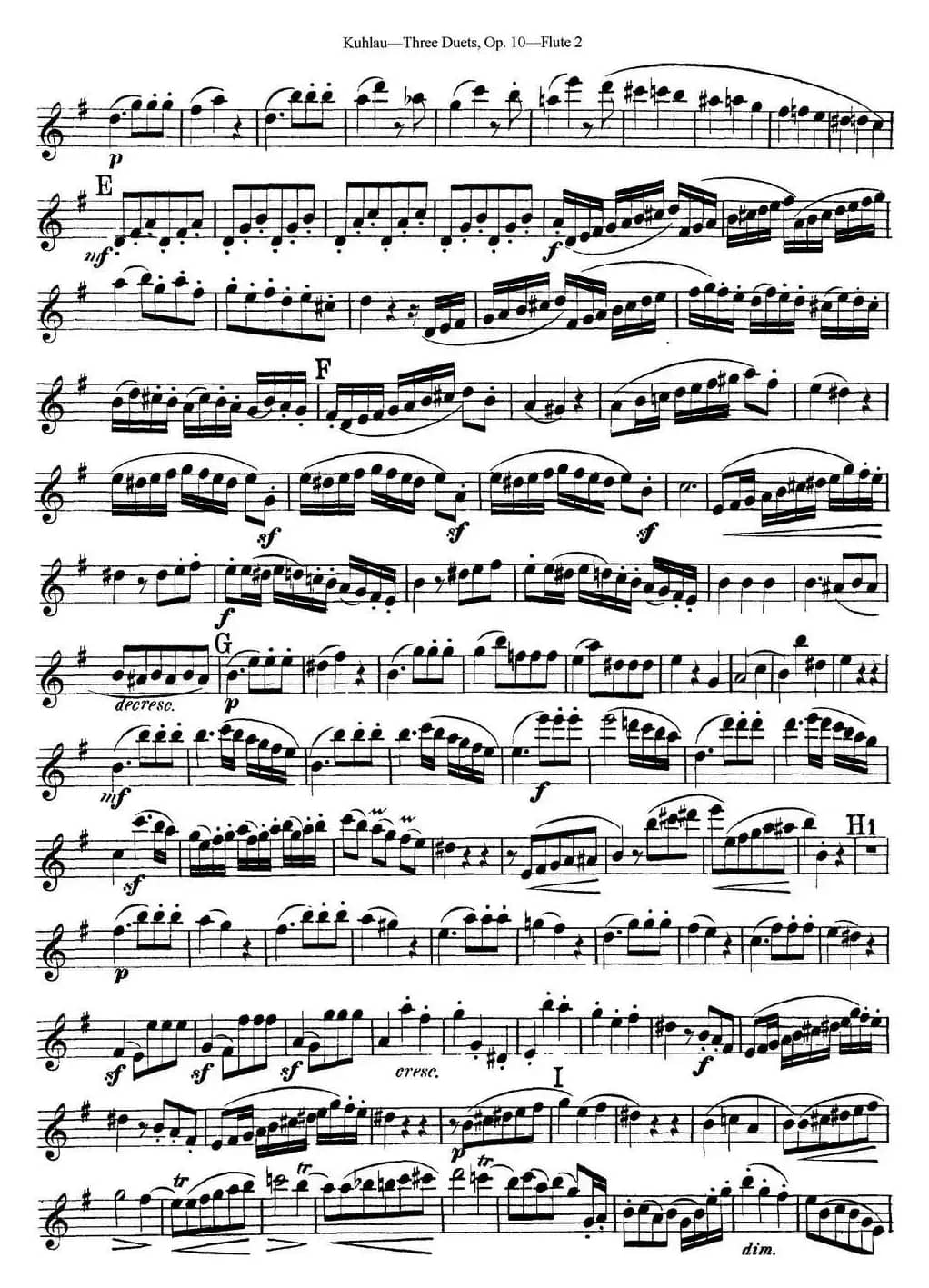 库劳长笛二重奏练习曲Op.10——Flute 2（No.1）