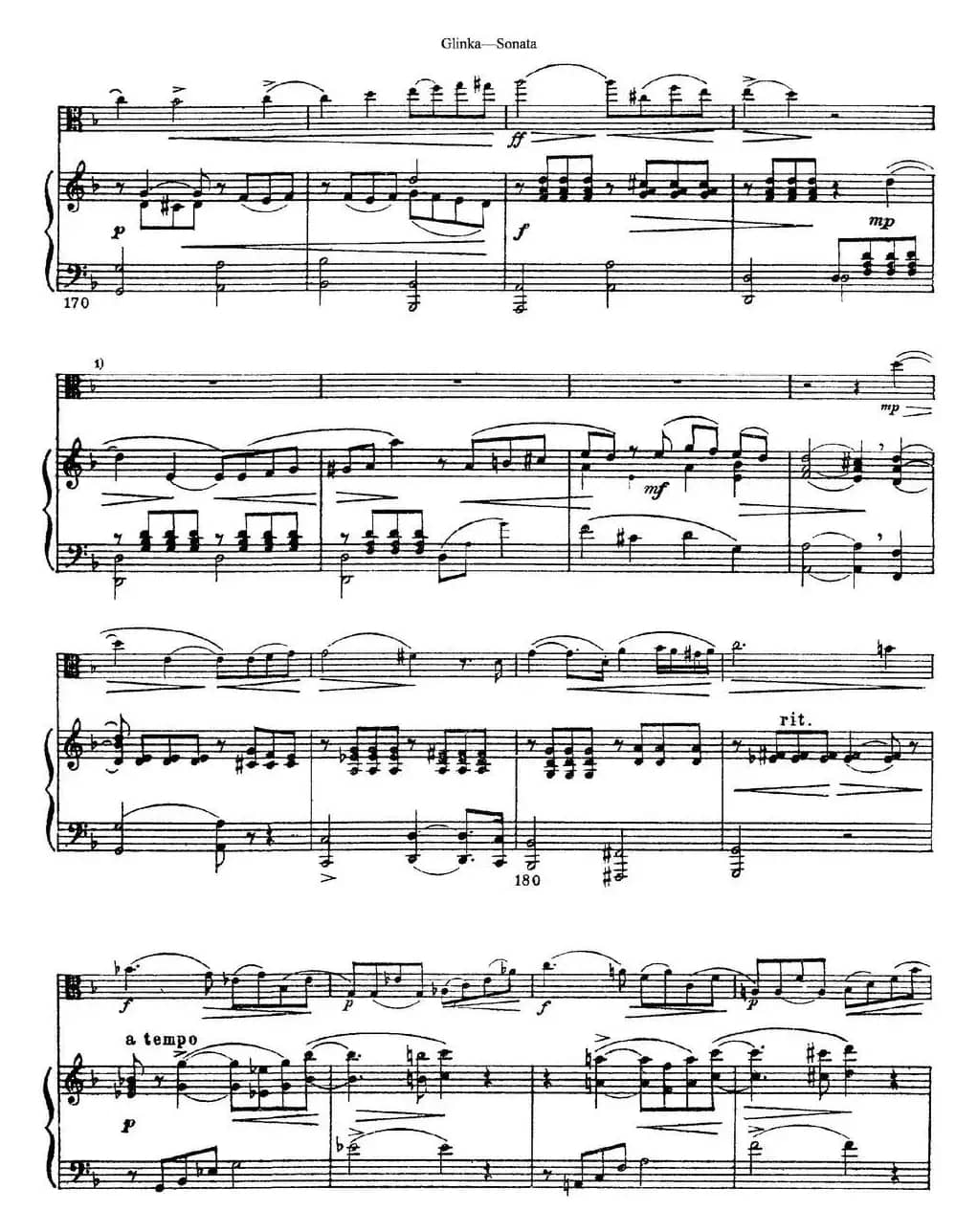 Gli<x>nka Sonata（小提琴+钢琴伴奏）