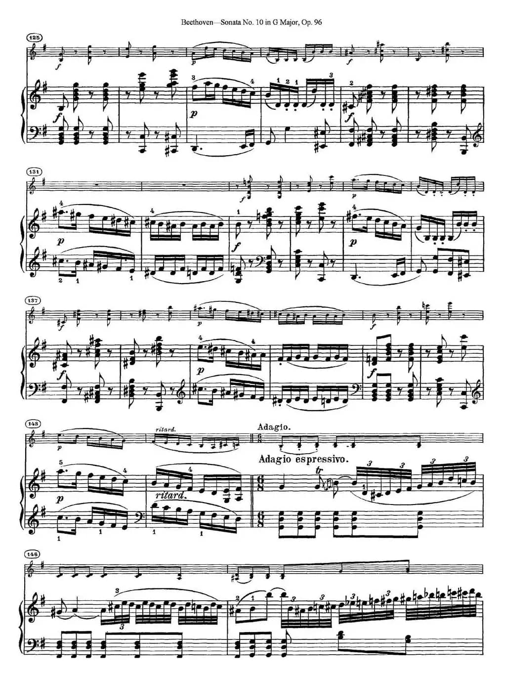 Violin Sonata No.10 in G Major Op.96（小提琴+钢琴伴奏）