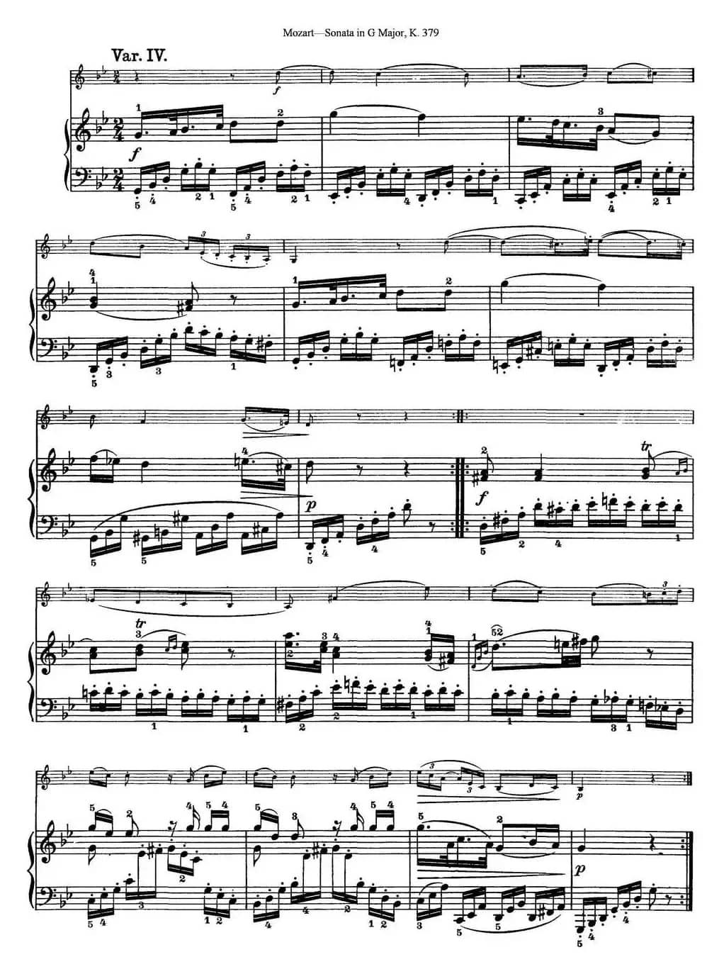 Violin Sonata in G Major K.379（小提琴+钢琴伴奏）