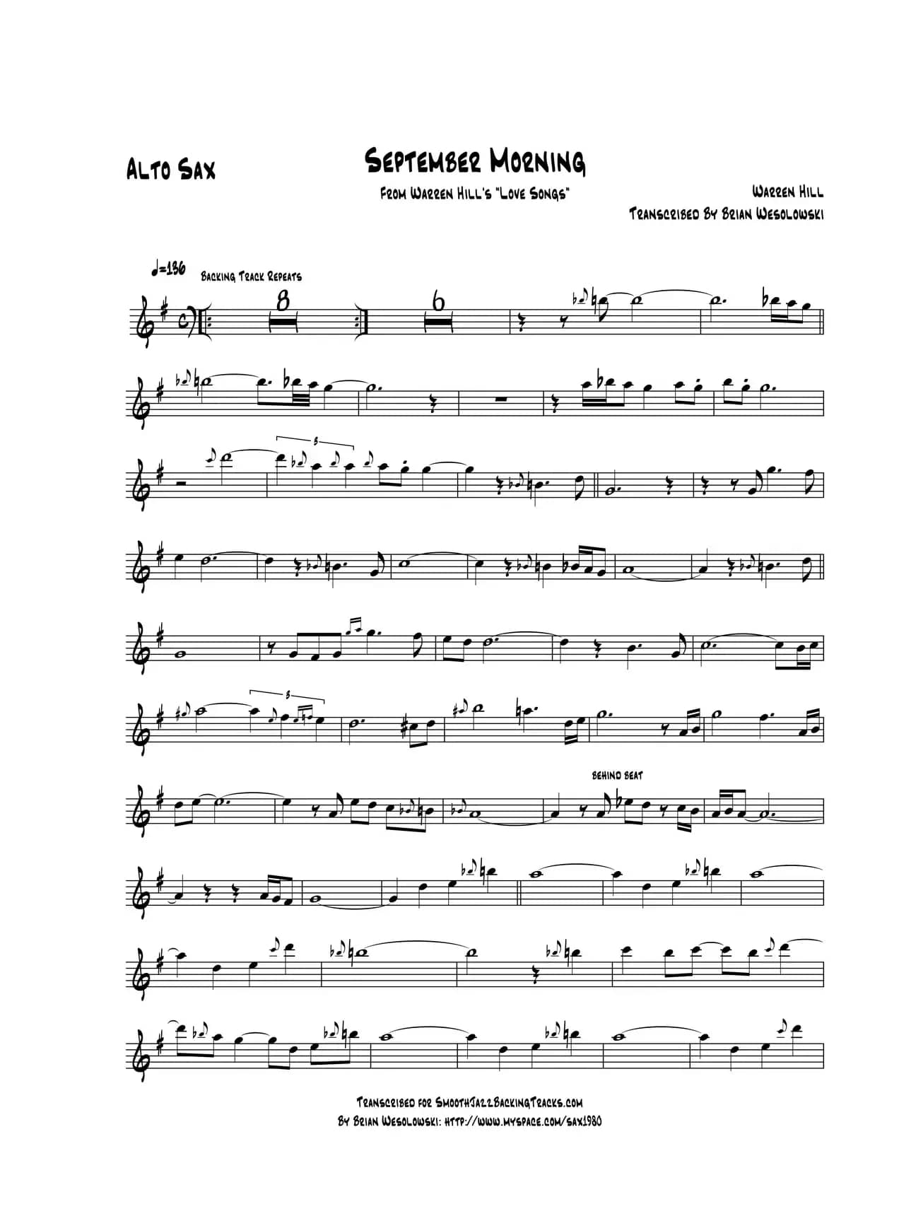 September Morning（中音萨克斯）