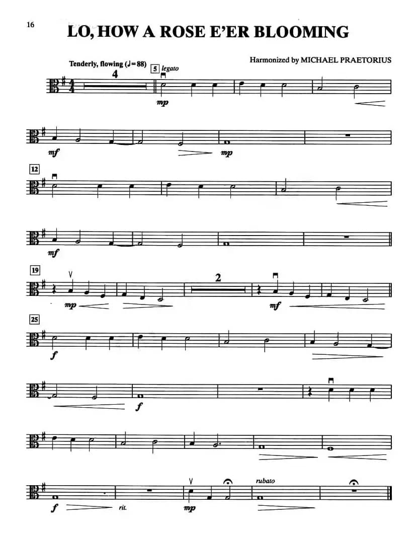 LO,HOW A ROSE E'ER BLOOMING（中提琴分谱）
