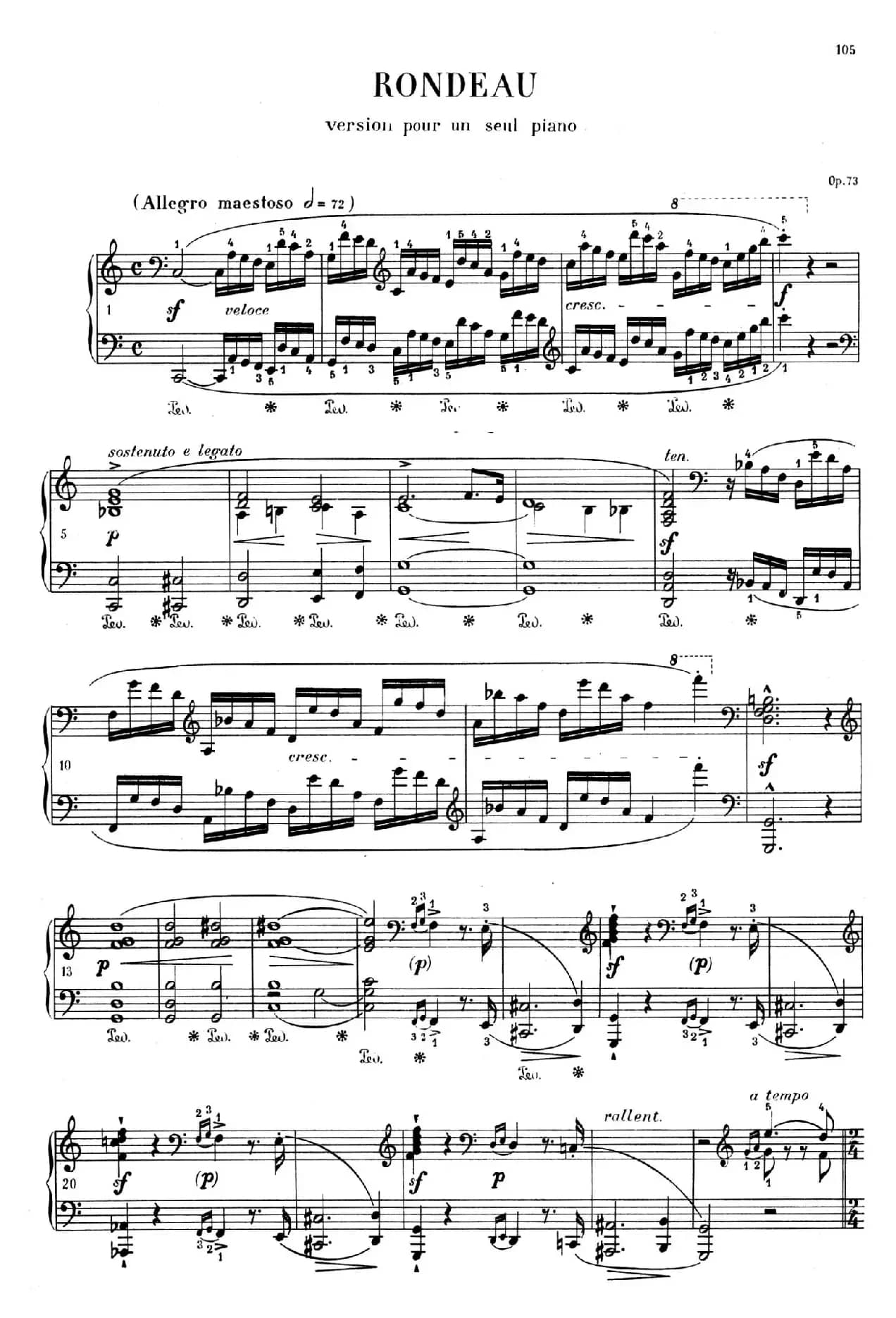 RONDEAU Op.73 (C大调双钢琴回旋曲·独奏版)