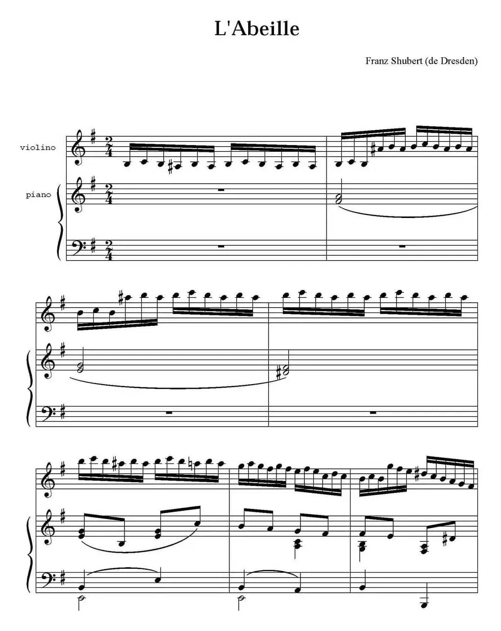 L'Abeille（小提琴+钢琴伴奏）