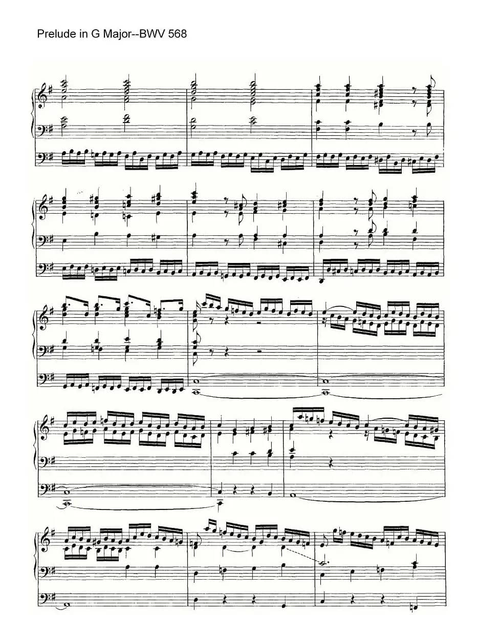 Prelude in G Major--BWV 568(管风琴谱)