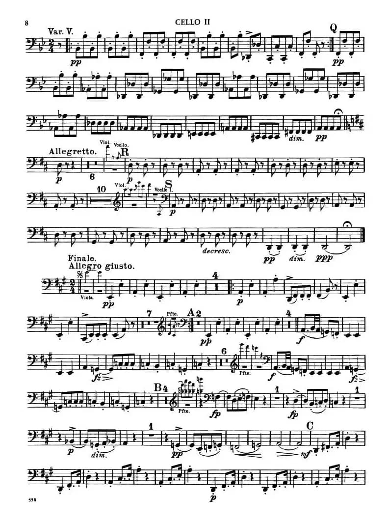 TROUT QUINTET（鳟鱼五重奏）（第二大提琴分谱）