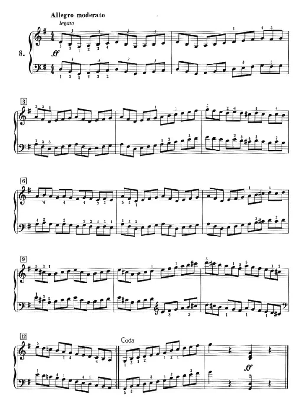 50首莱蒙钢琴练习曲 作品37（NO.8）