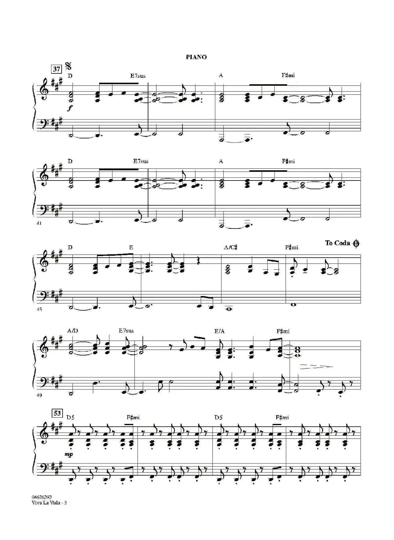 VIVA LA VIDA（钢琴分谱）