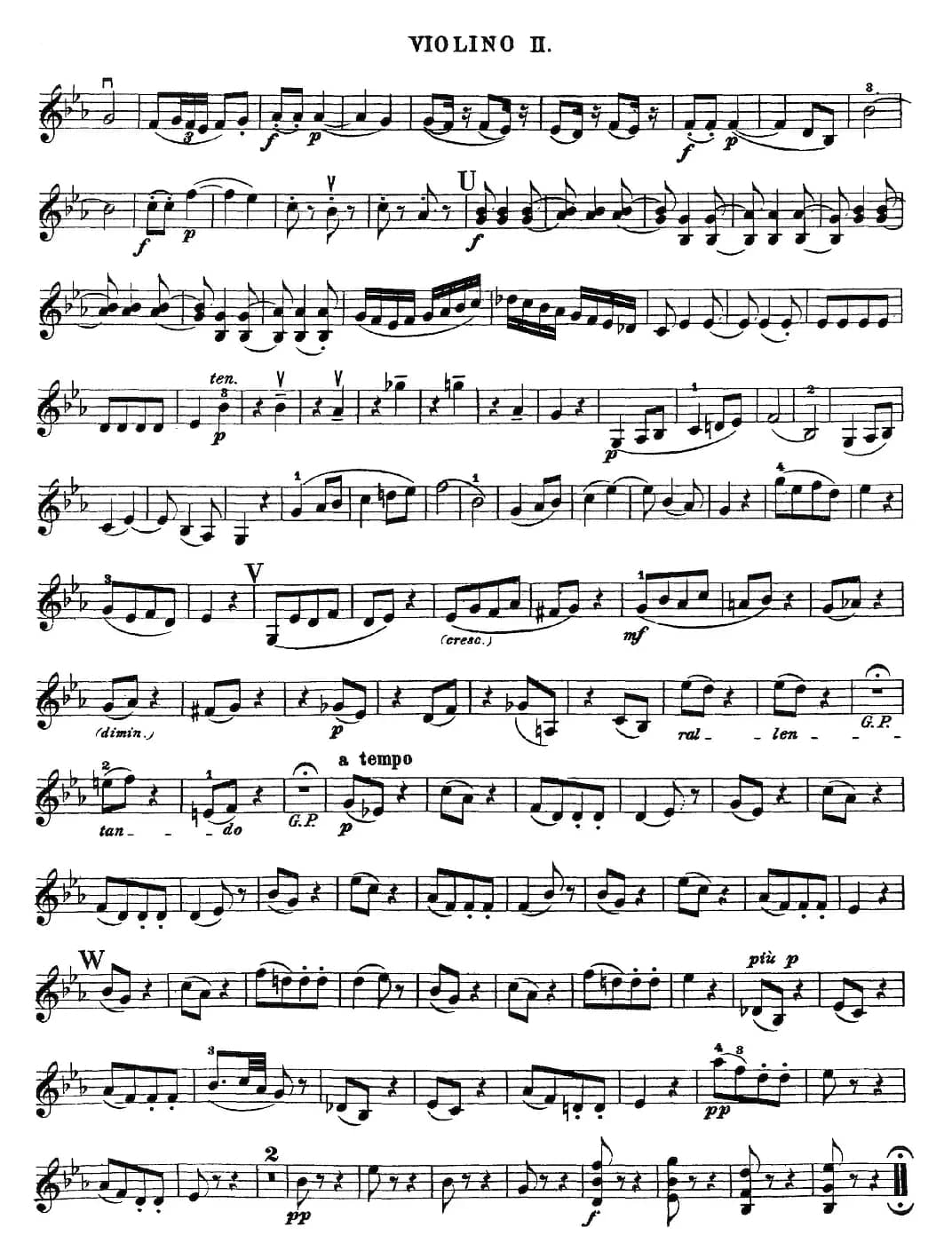 Mozart《Quartet No.16 in Eb Major,K.428》（Violin 2分谱）