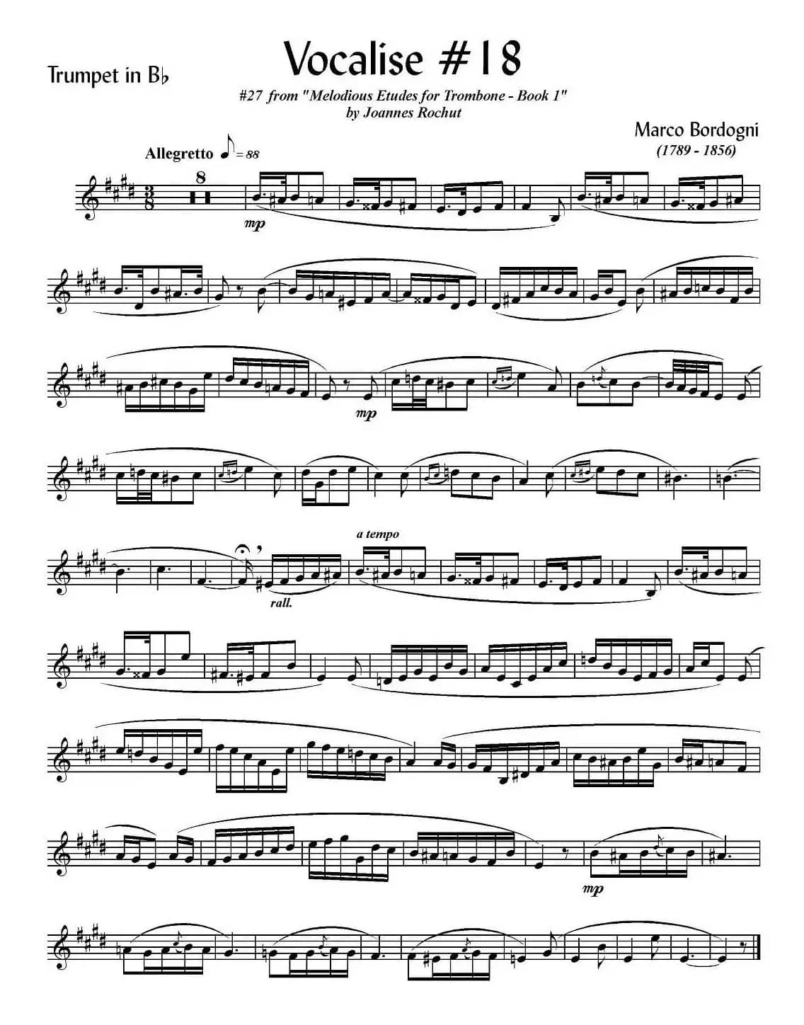 Bordogni - Vocalise #18（小号）