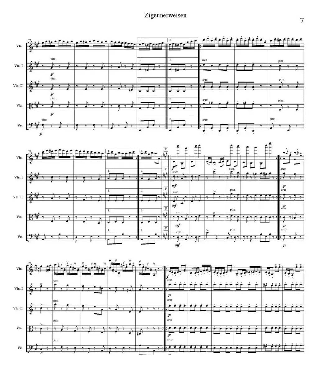 ZIGEUNERWEISEN（五重奏）