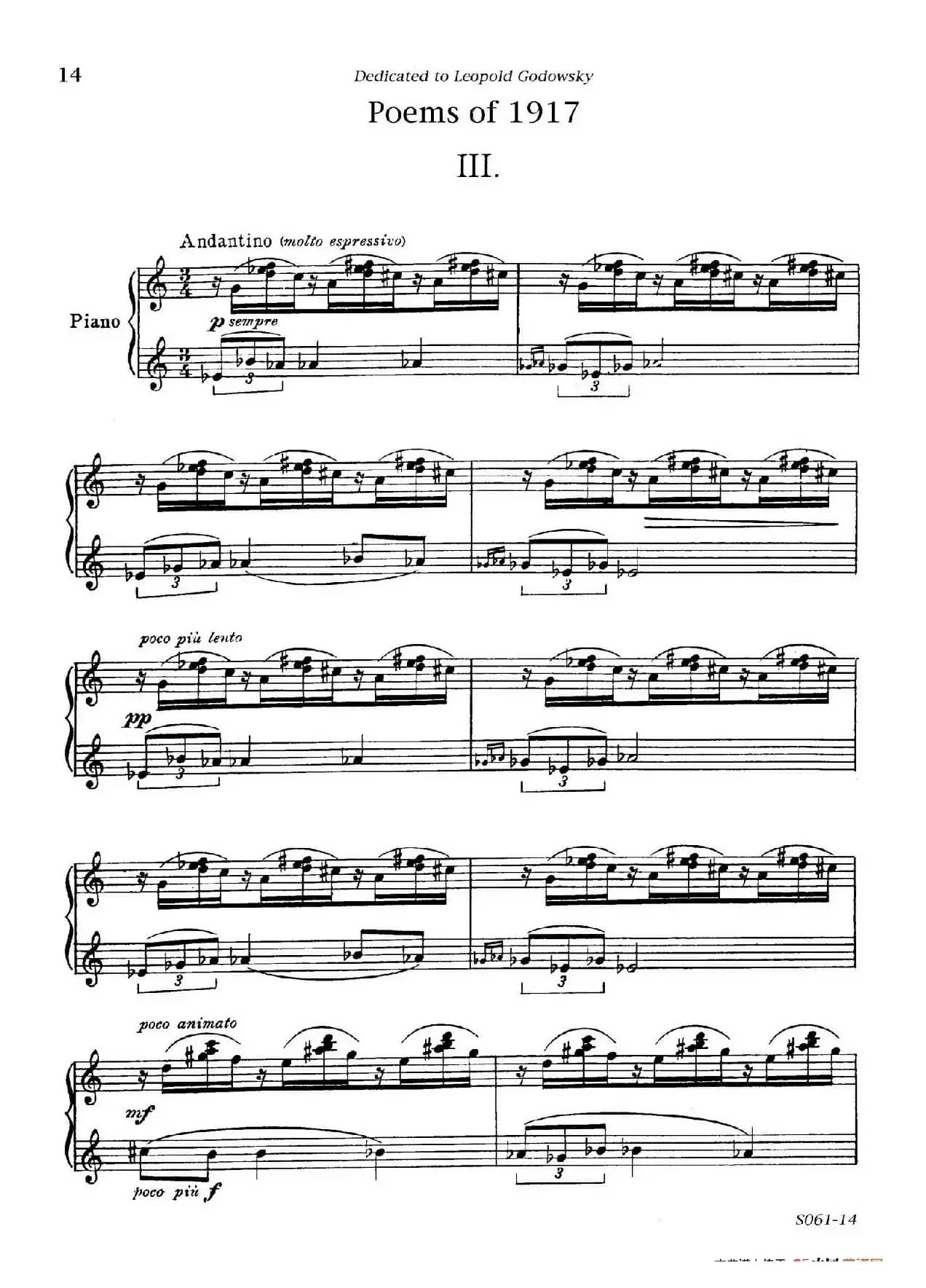 Poems of 1917 Op.41（1917之诗  3. 佛兰德斯东部）
