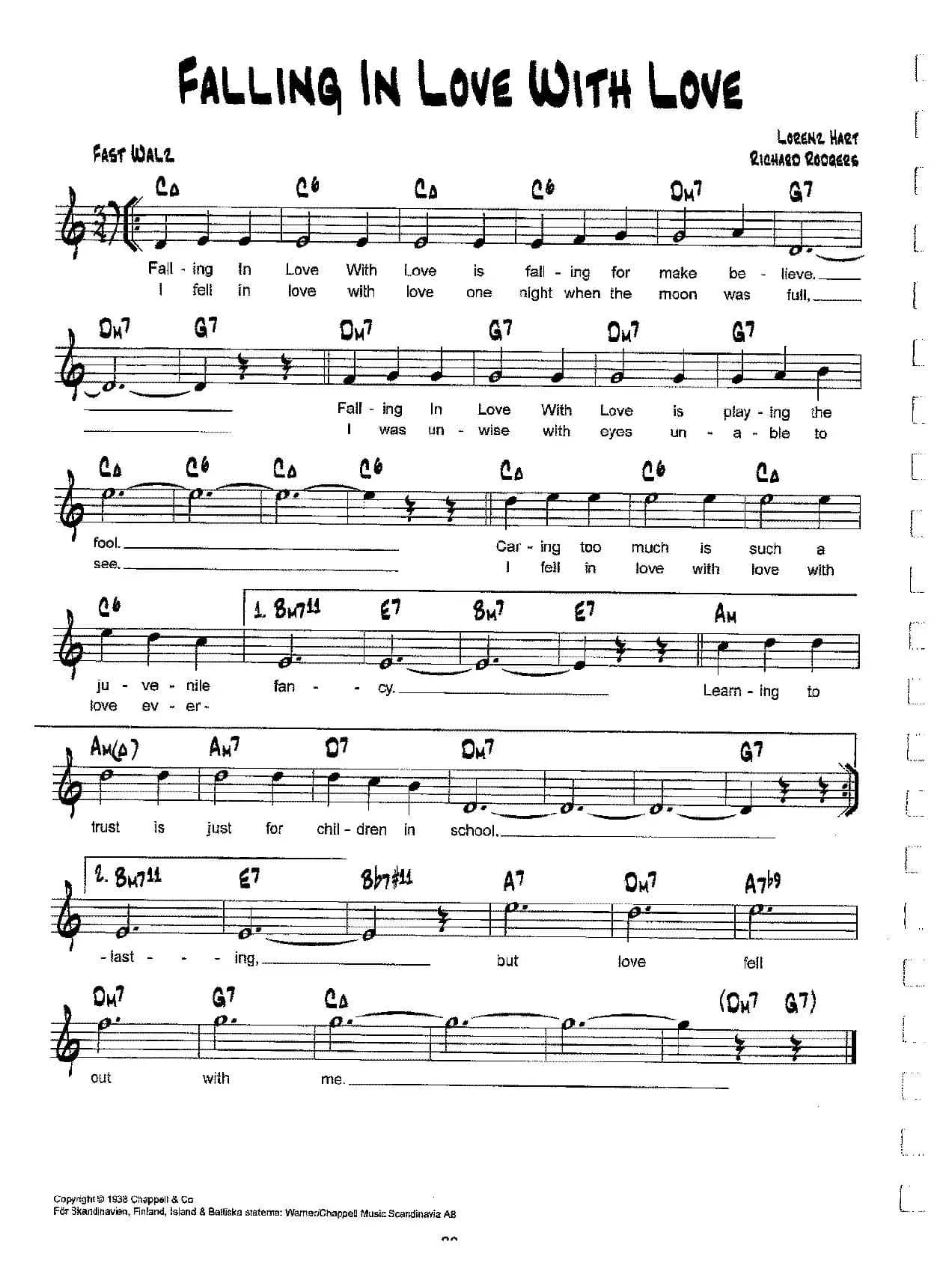 降B爵士乐谱：FALLING IN LOVE WITH LOVE