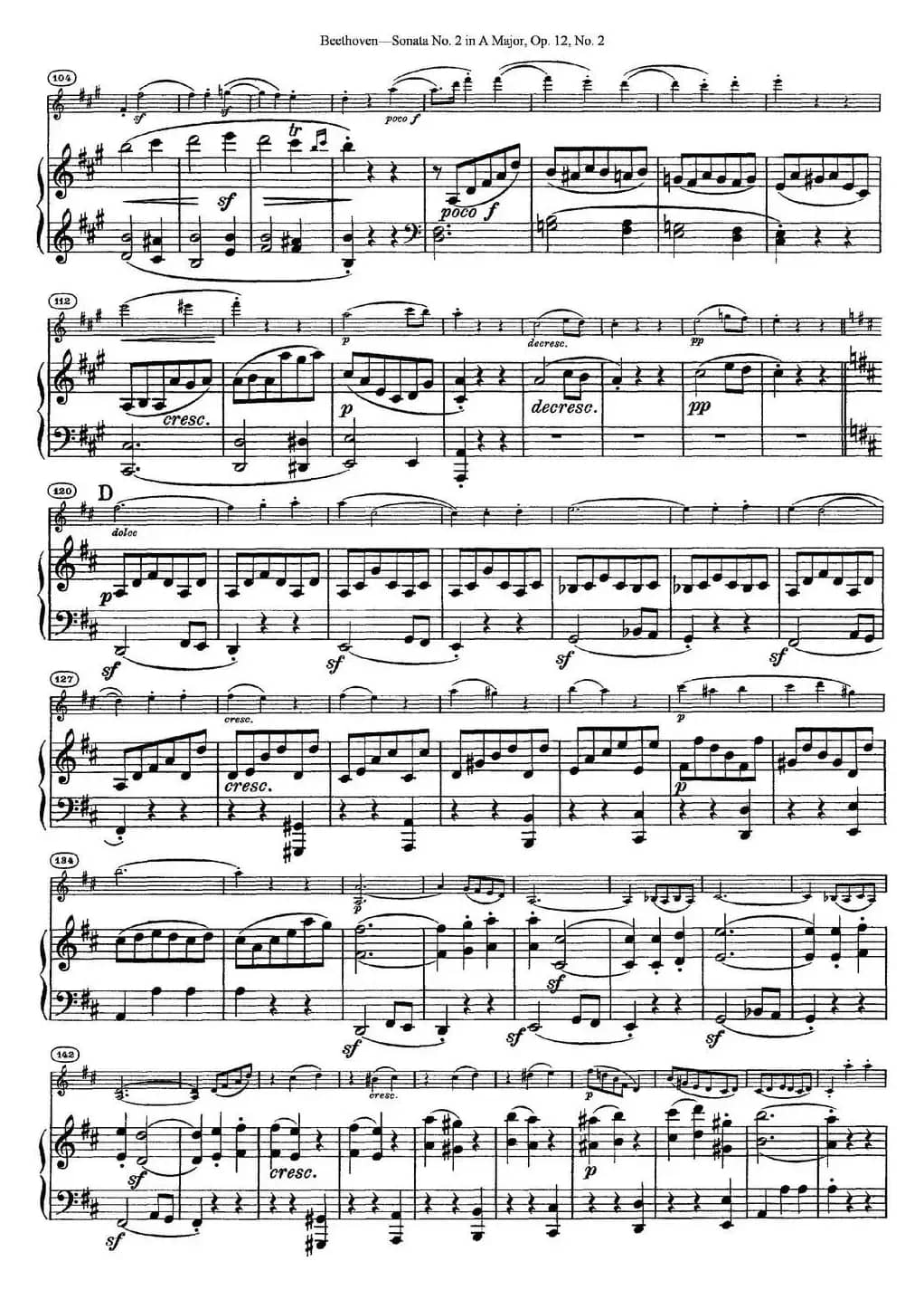 Violin Sonata No.2 in A Major Op.12 No.2（小提琴+钢琴伴奏）