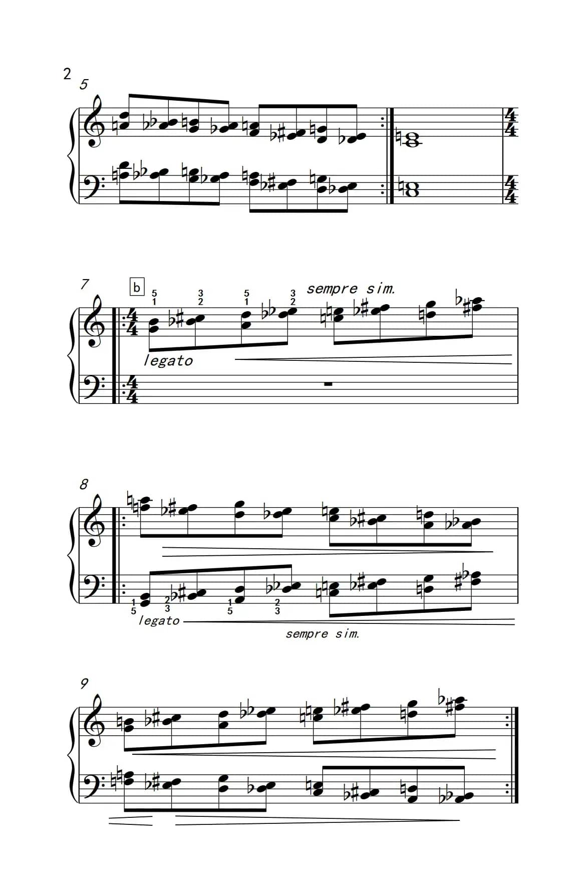 双音练习（巴托克 小宇宙 钢琴教程 5）