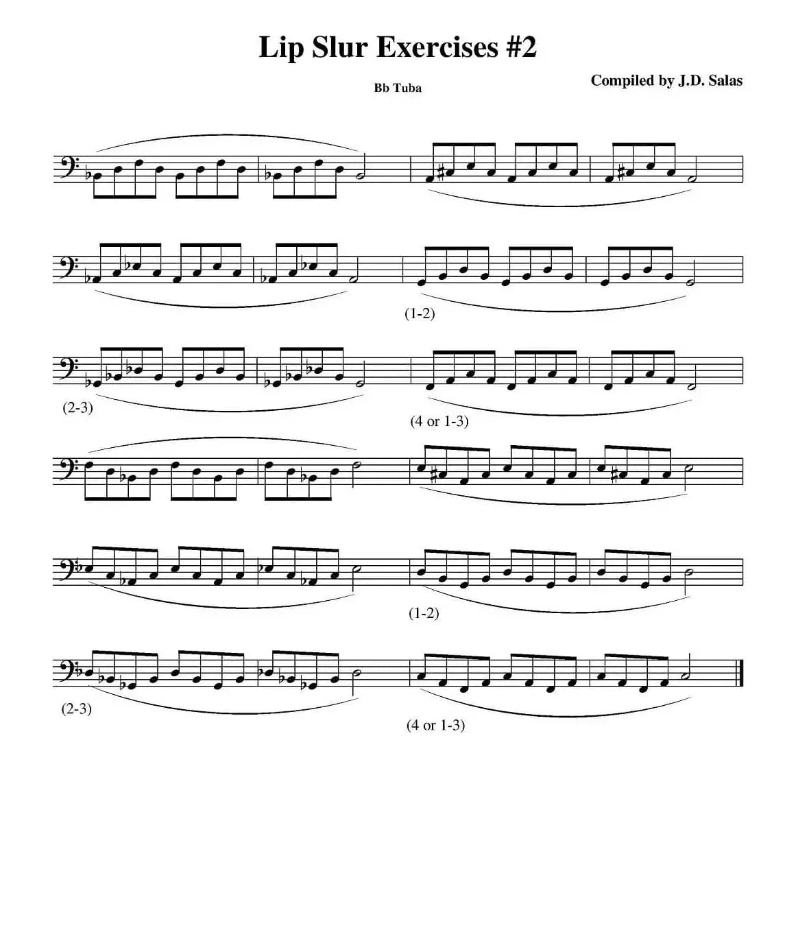 Lip Slur Exercise - Bb Tuba（大号练习教材选曲）