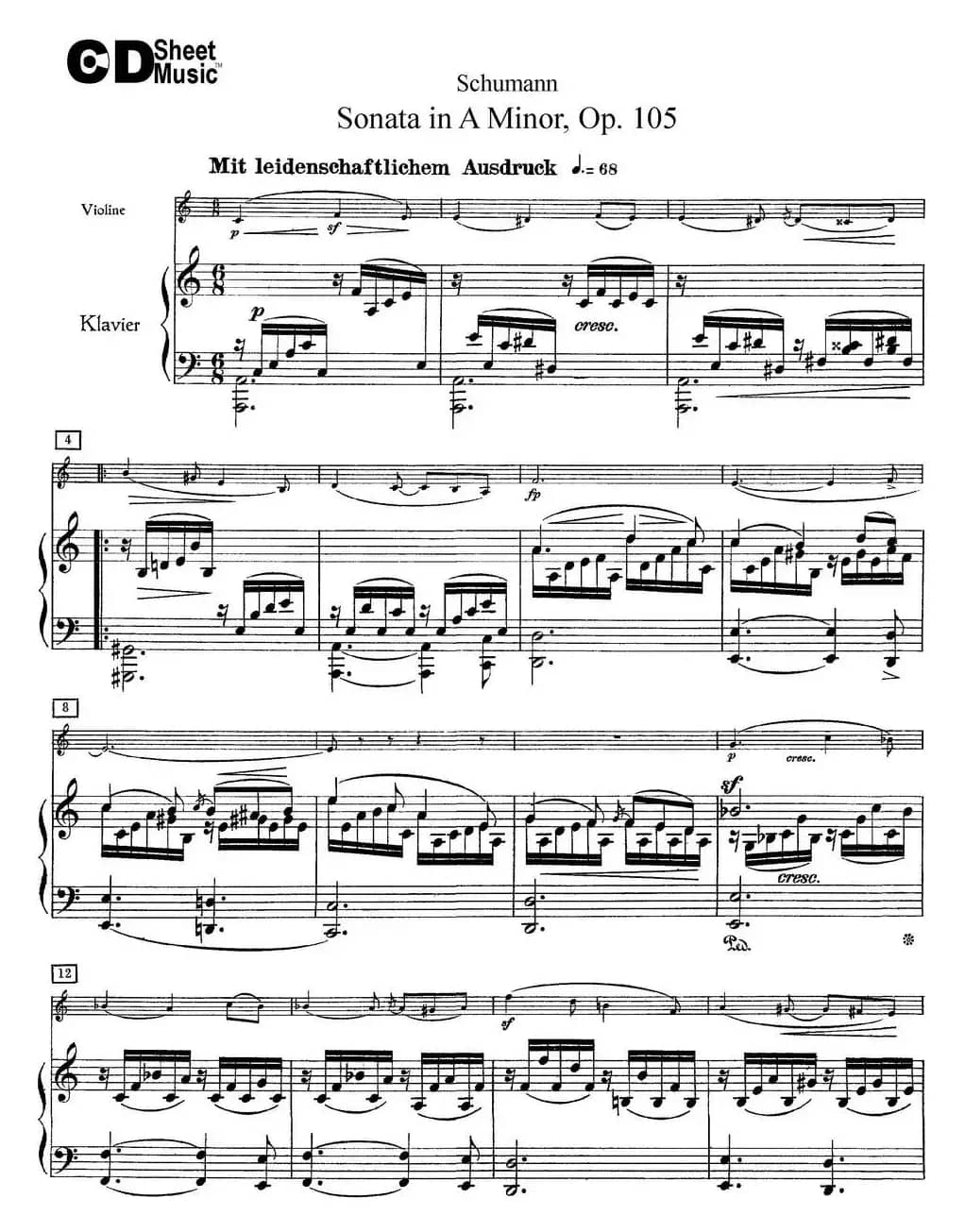 Violin Sonata in A minor Op.105（小提琴+钢琴伴奏）
