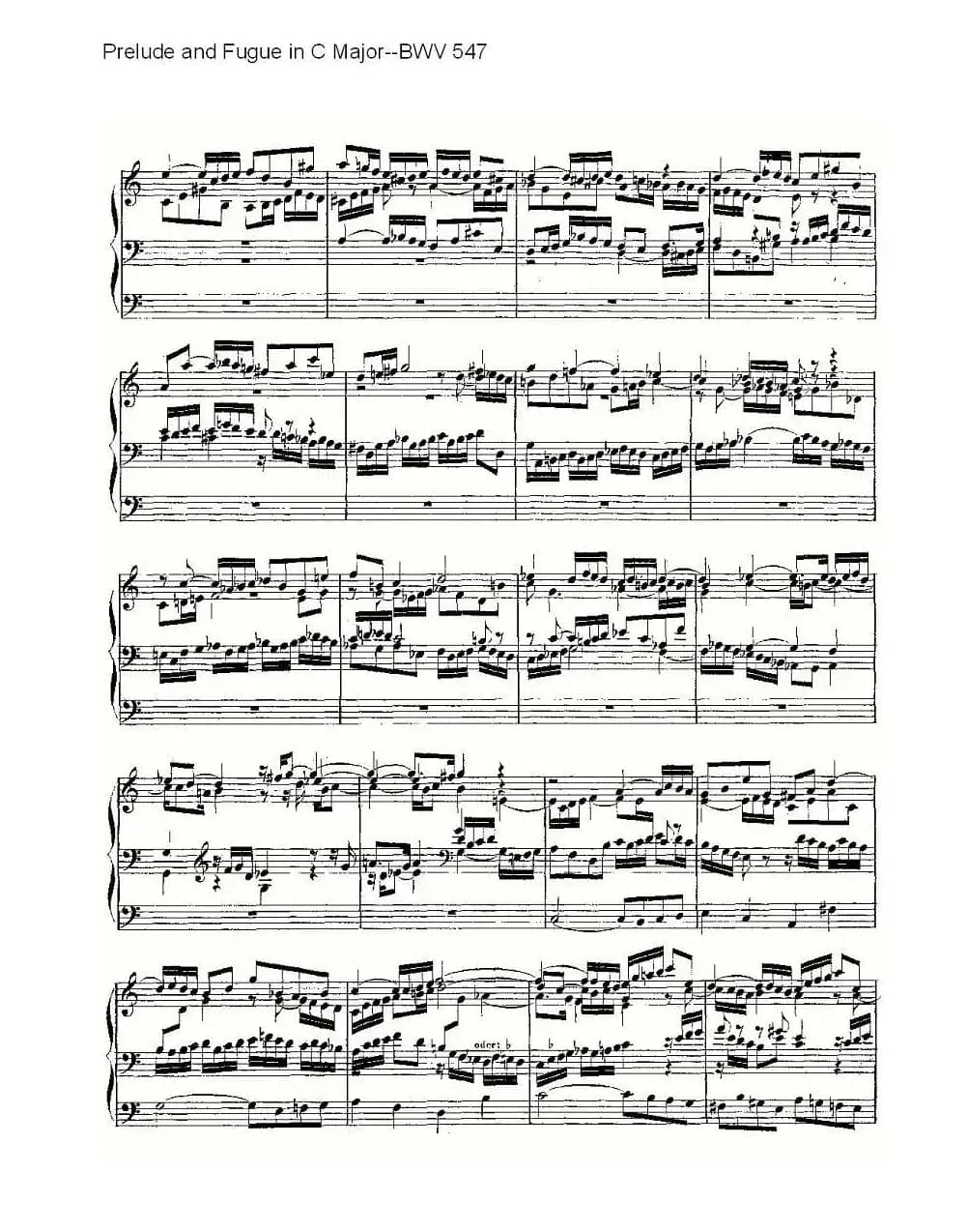 Prelude and Fugue in C Major--BWV 547 (管风琴谱)