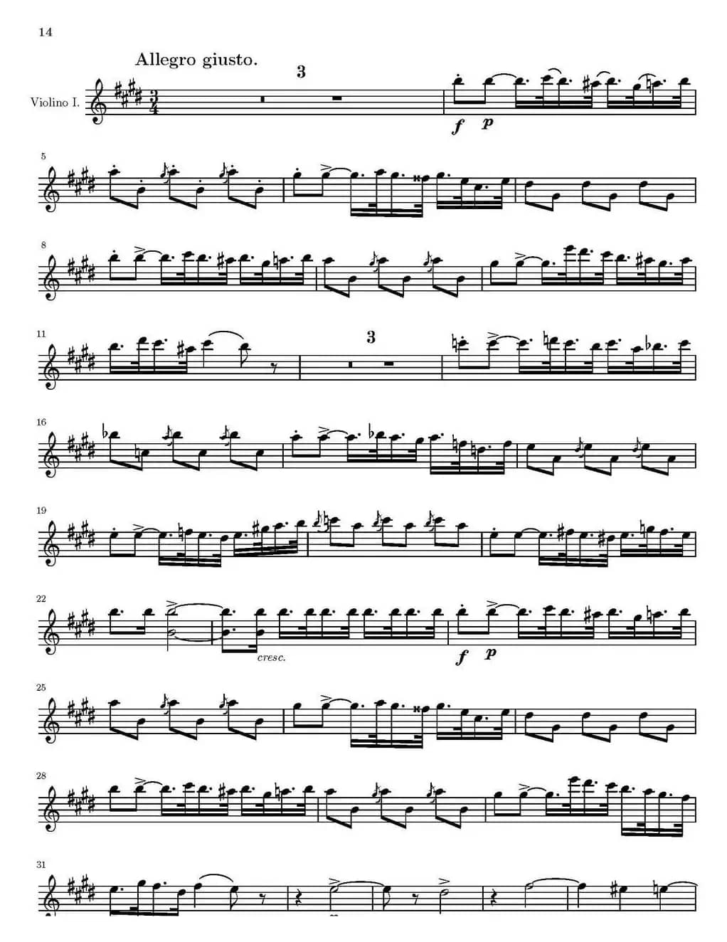 String Quartet nr.18 in E minor（E小调弦乐四重奏）（第一小提琴分谱）