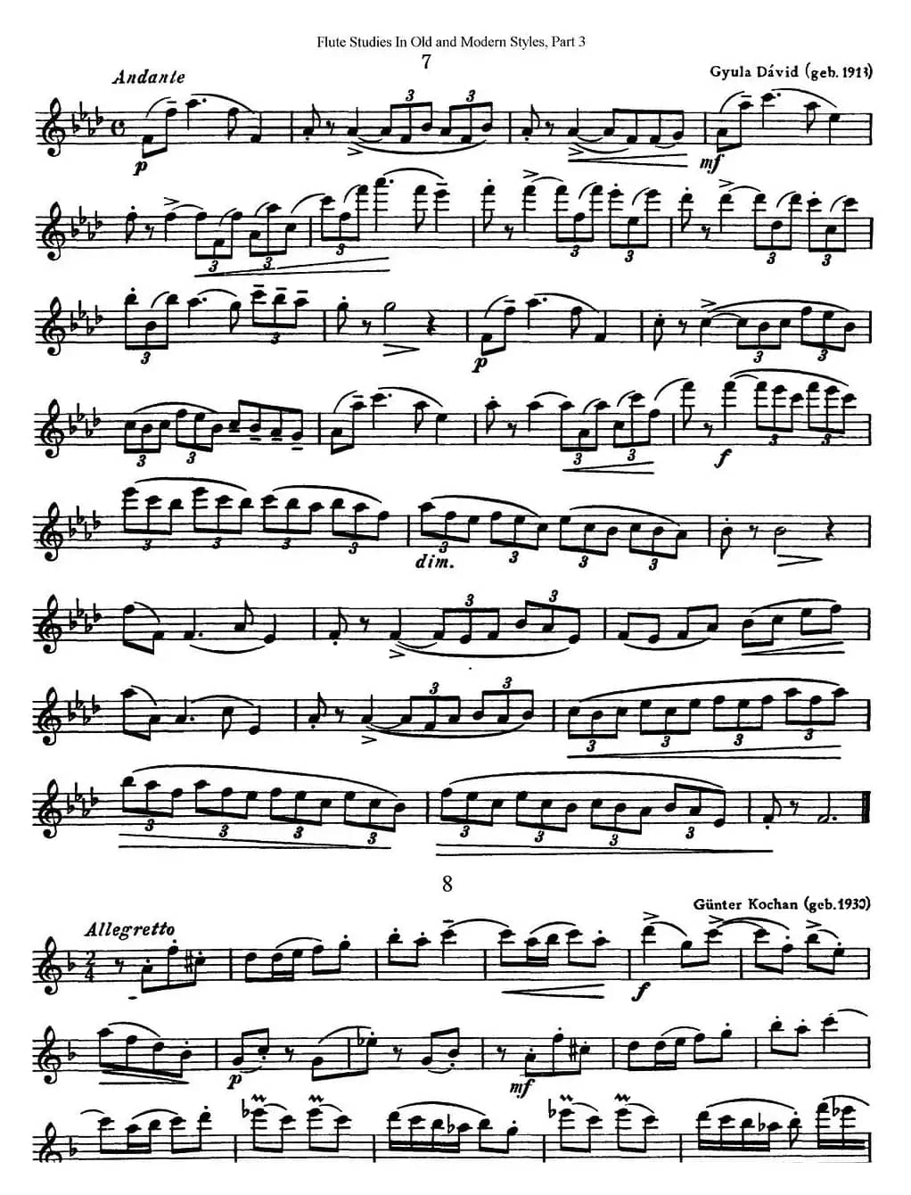 斯勒新老风格长笛练习重奏曲（第三部分）（NO.7-NO.10）