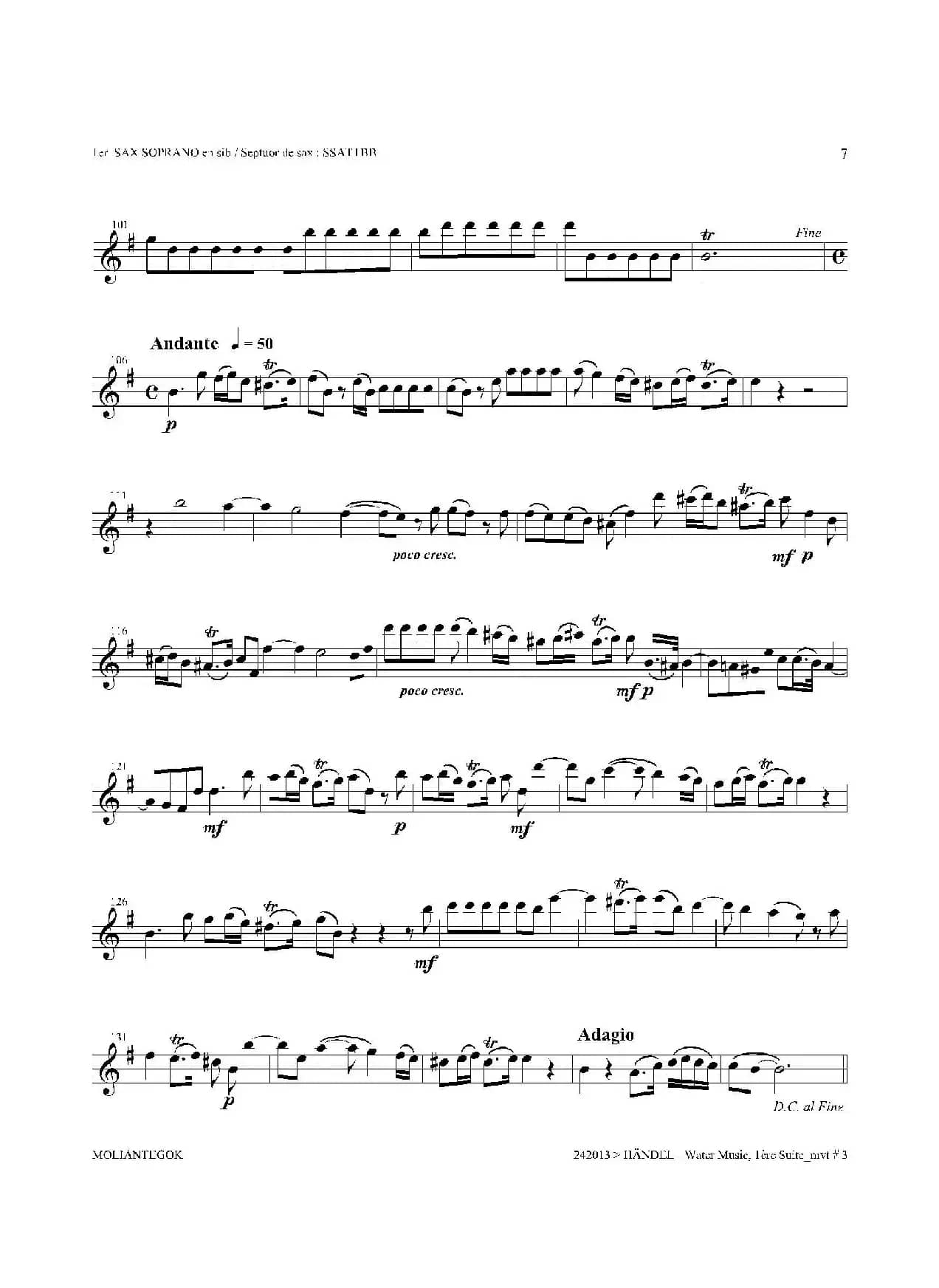 Water Music（HWV.348 No.1）（第一高音萨克斯）