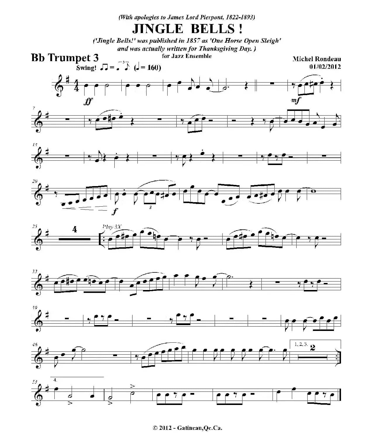 JINGLE BELLS！（第三降B小号分谱）