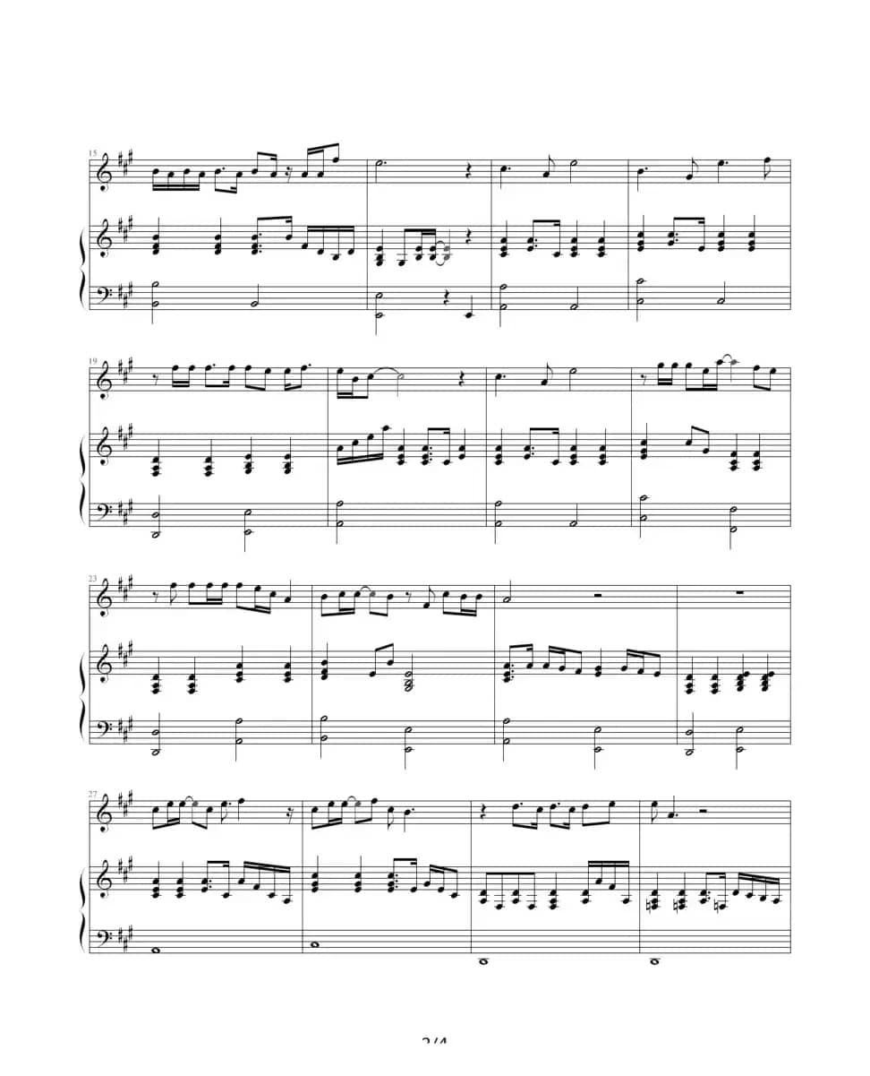 太美丽（钢琴伴奏谱）