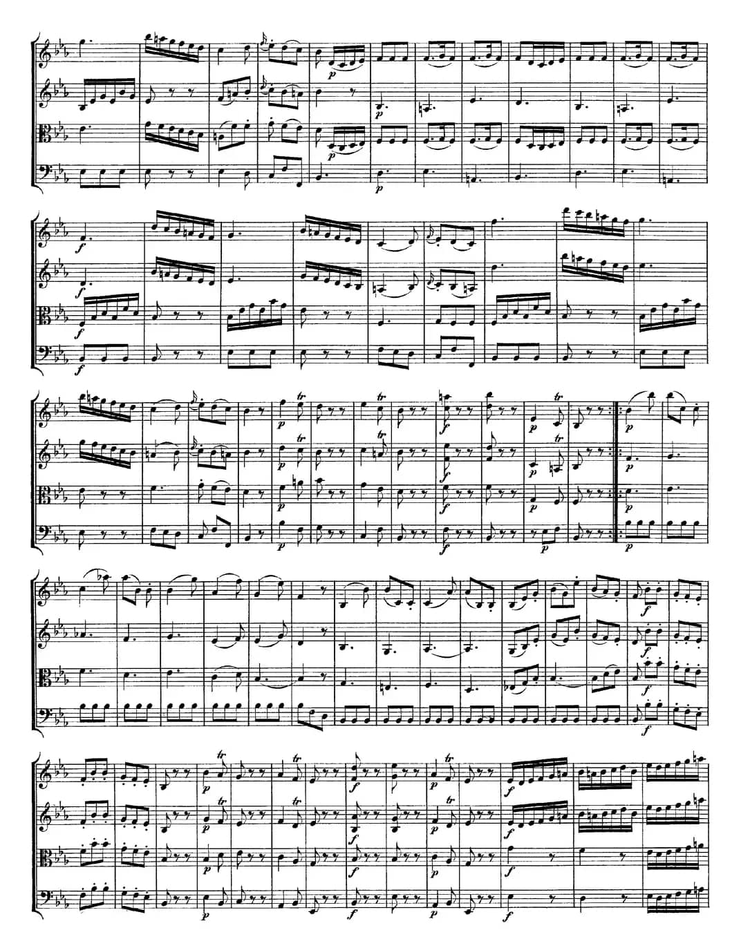 Mozart《Quartet No.11 in Eb Major,K.171》（总谱）