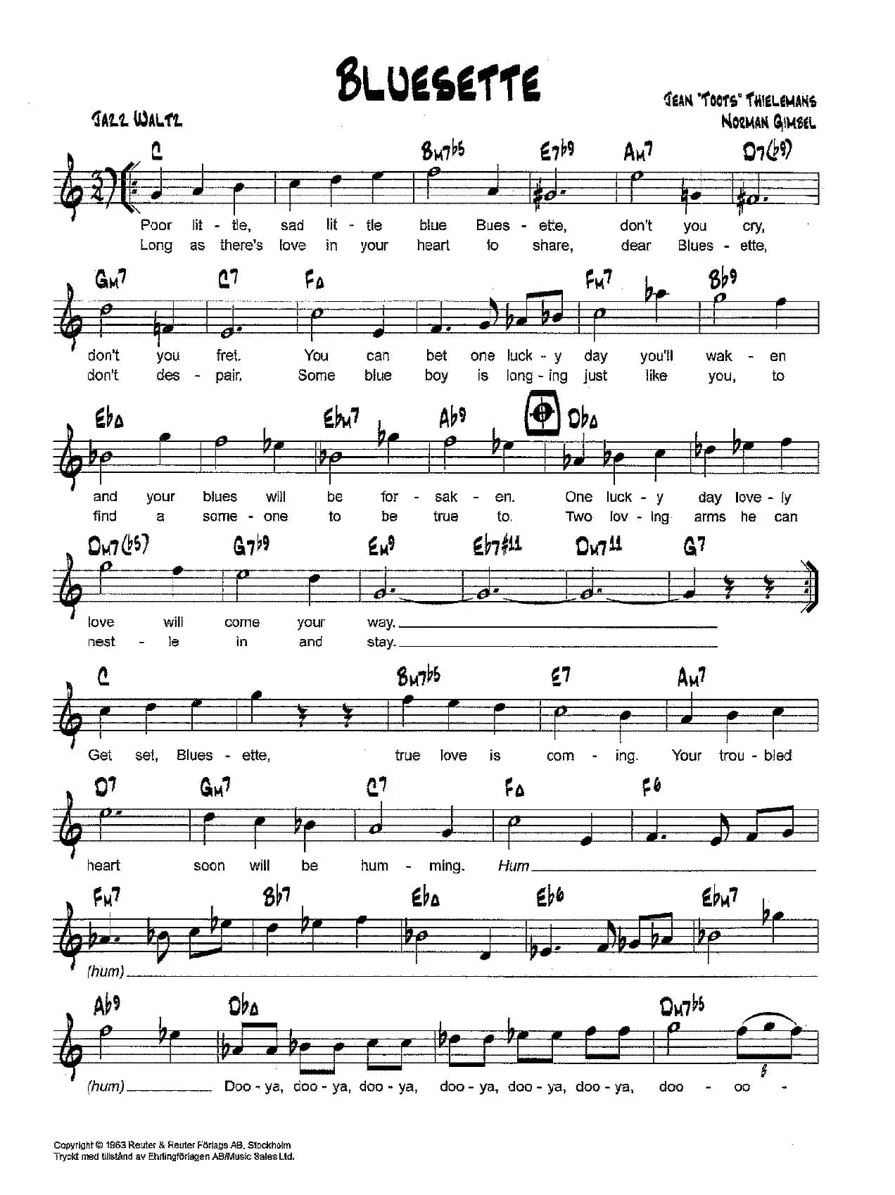 降B爵士乐谱：BLUESETTE