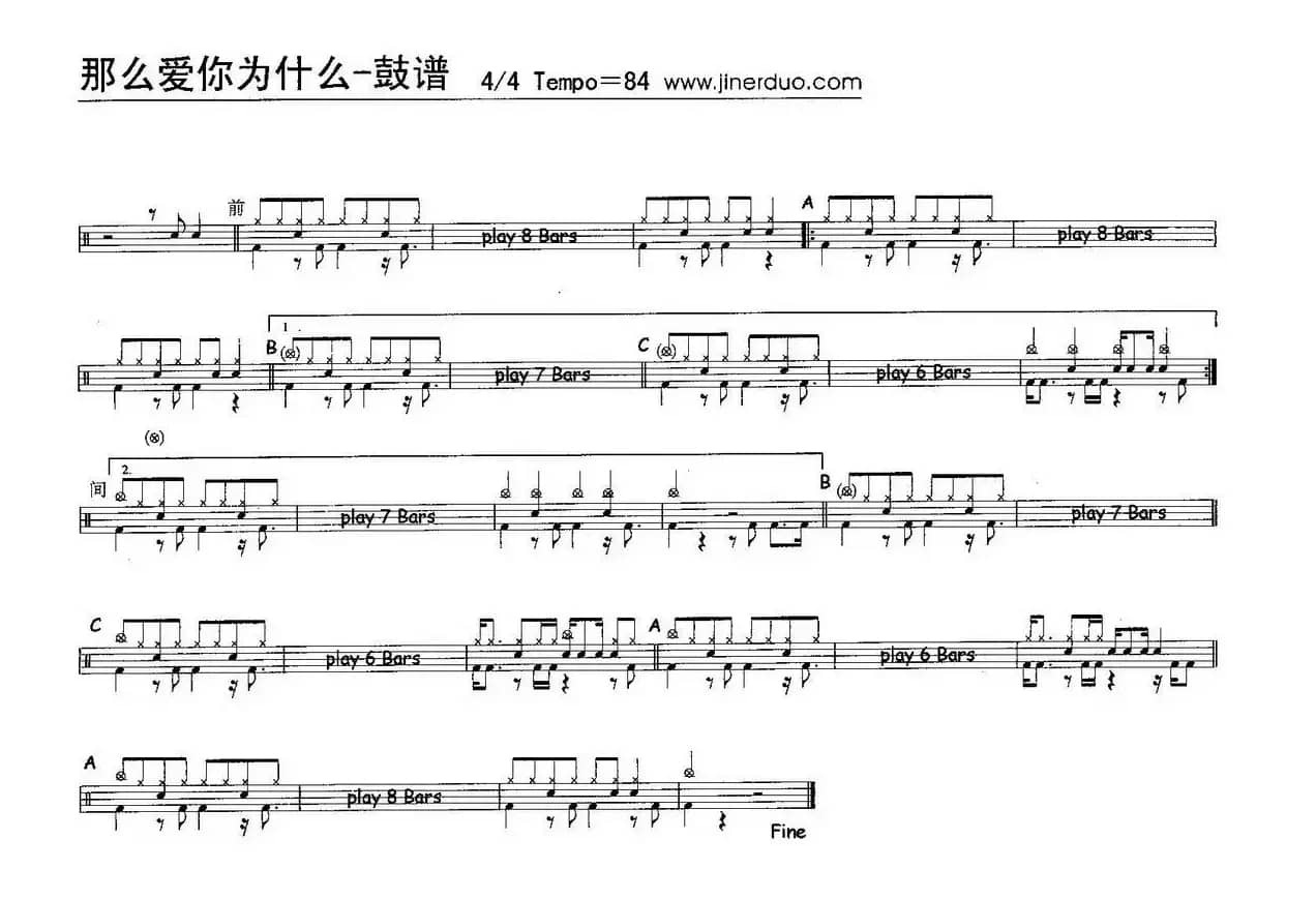 那么爱你为什么（架子鼓谱）