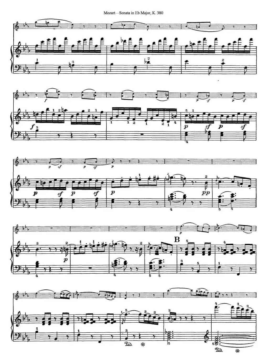 Violin Sonata in Eb Major K.380（小提琴+钢琴伴奏）