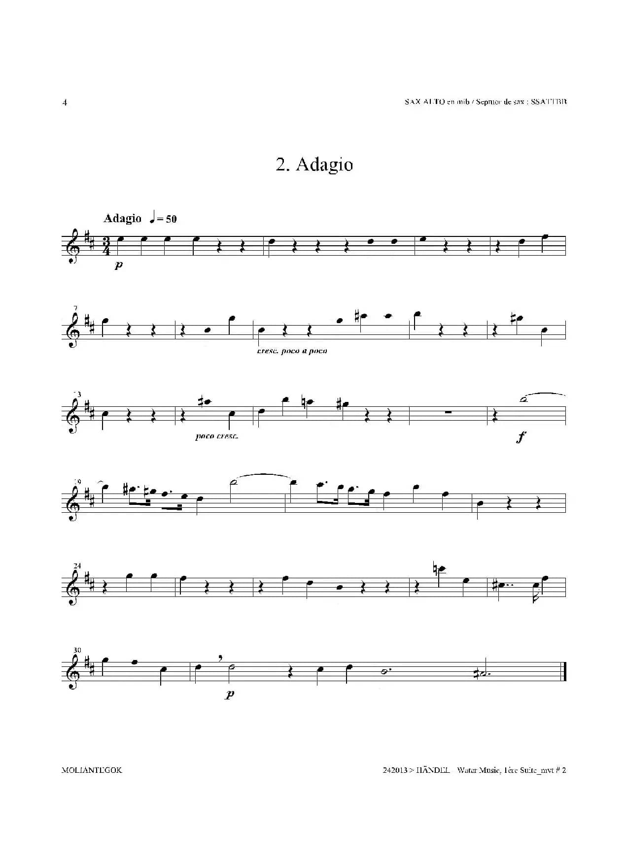 Water Music（HWV.348 No.1）（中音萨克斯）