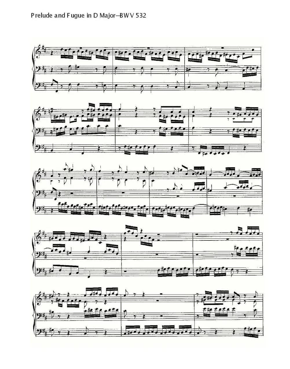 Prelude and Fugue in D Major--BWV 532  （管风琴谱）