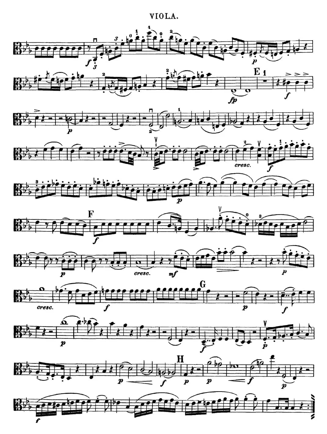 Mozart《Quartet No.16 in Eb Major,K.428》（Viola分谱）