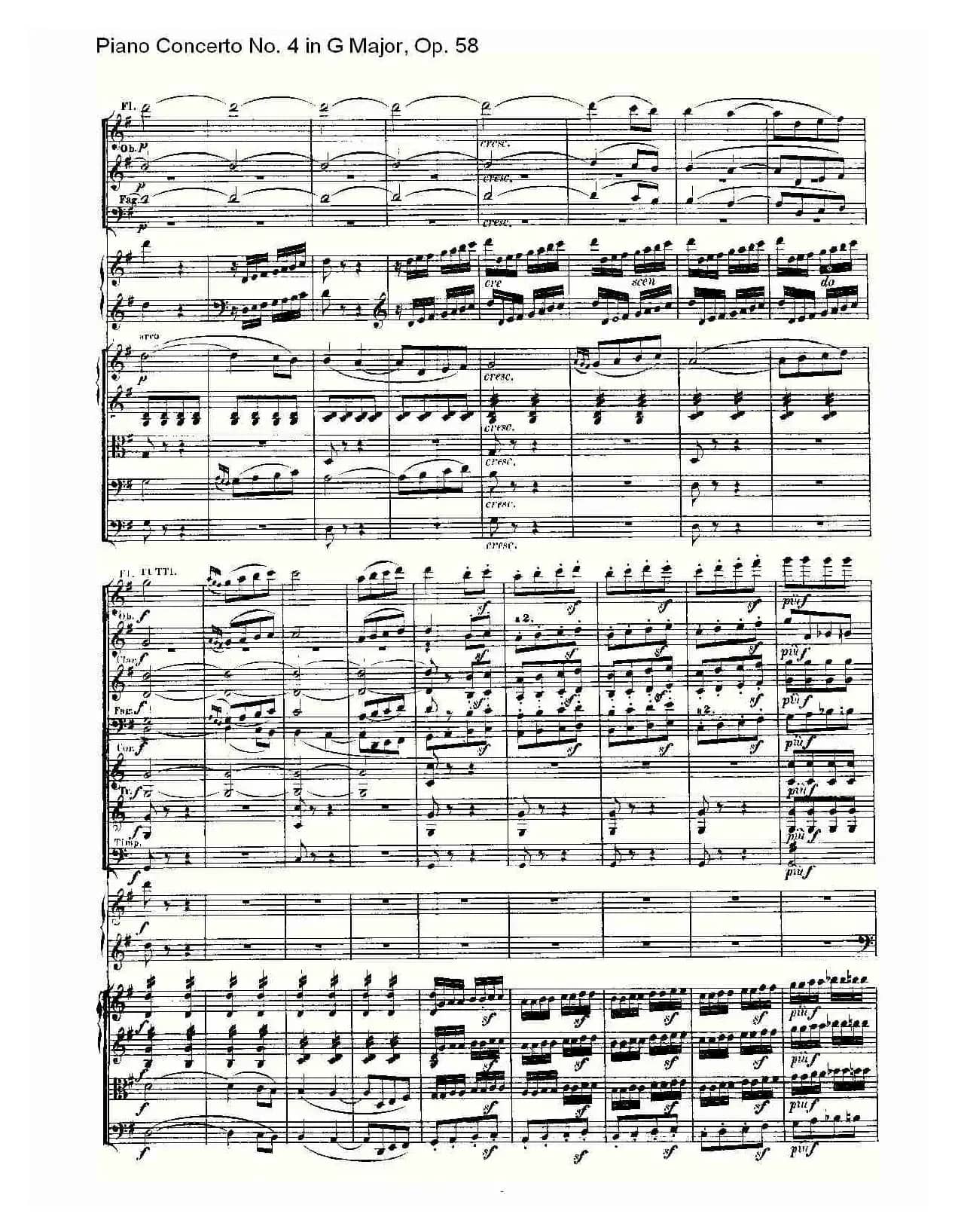 Ｇ大调钢琴第四协奏曲 Op.58 第三乐章（总谱）