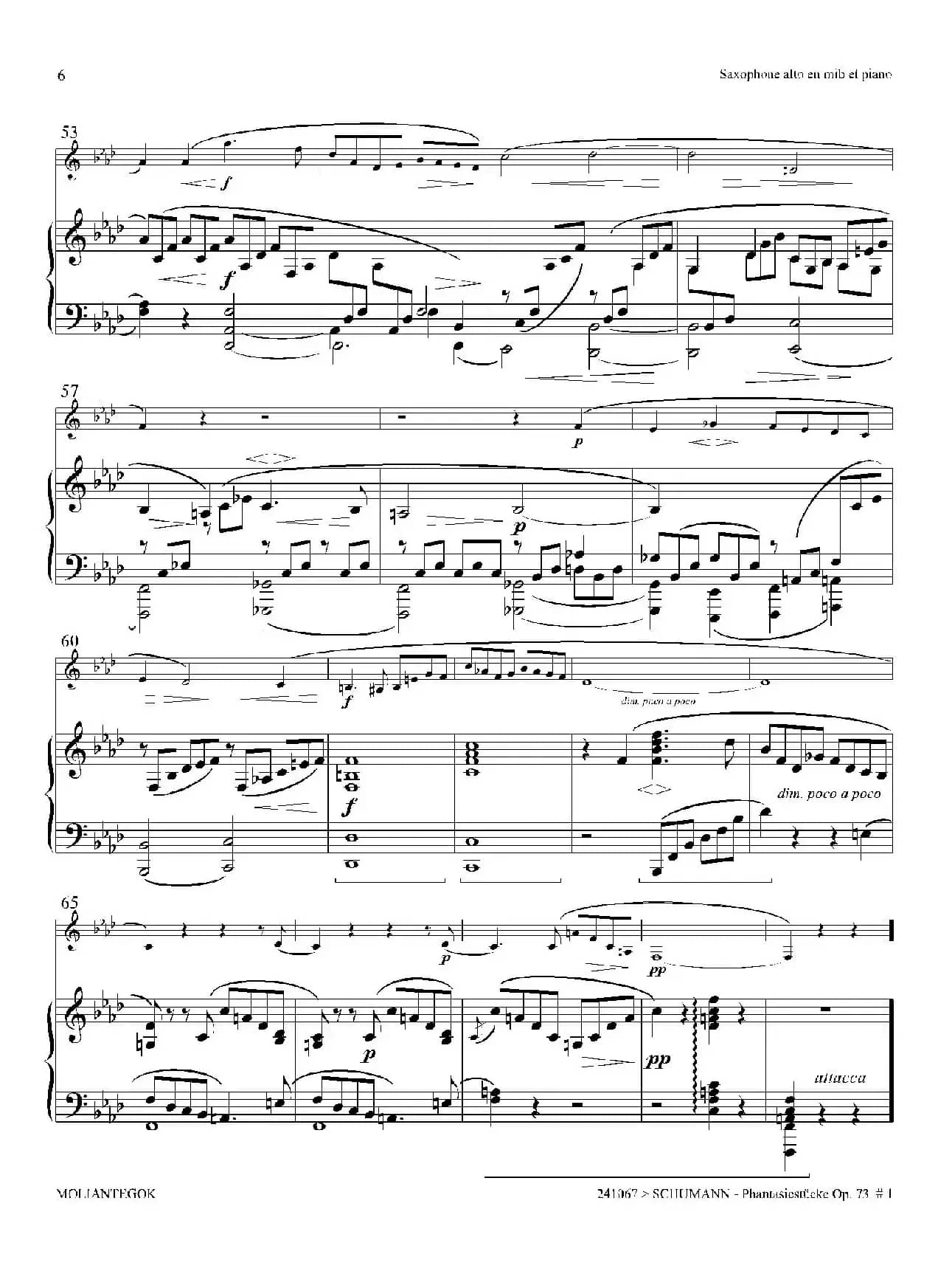 舒曼幻想曲三首 Op73（Ⅰ）（中音萨克斯+钢琴伴奏）