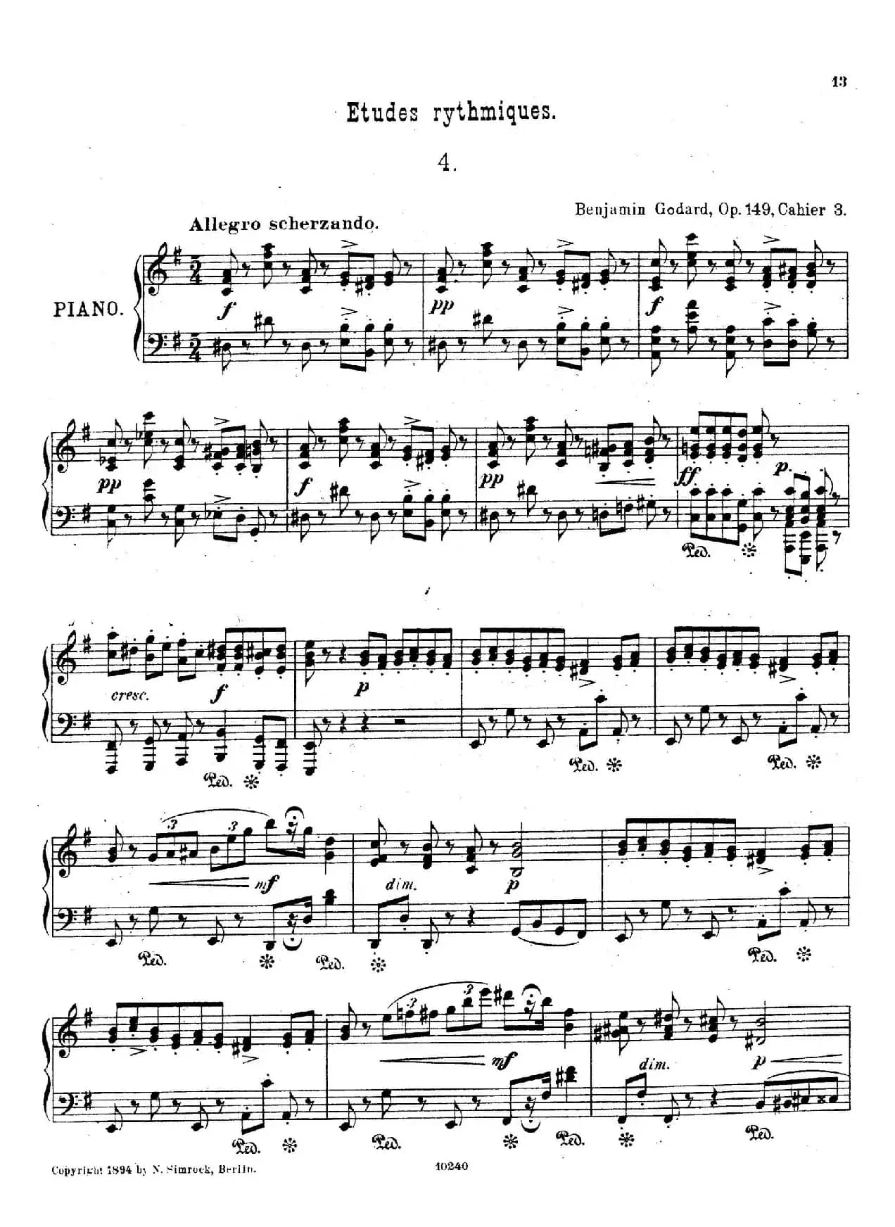 Etudes Rythmiques Op.149（节奏练习曲集）（4）