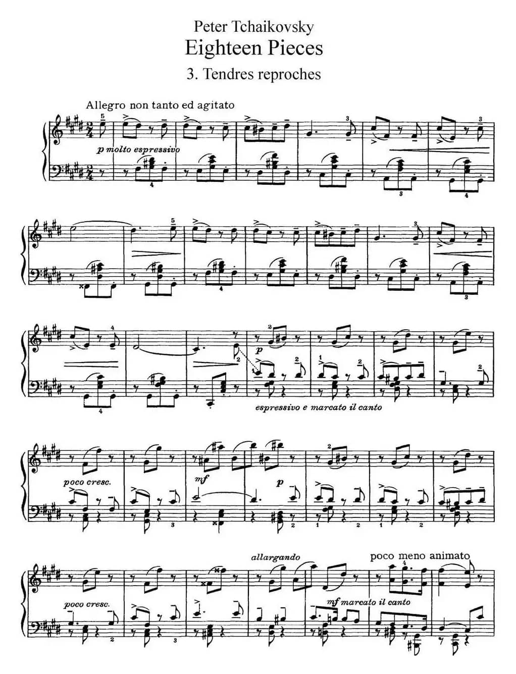 柴可夫斯基18首钢琴小品Op.72(3.Tendres reproches)