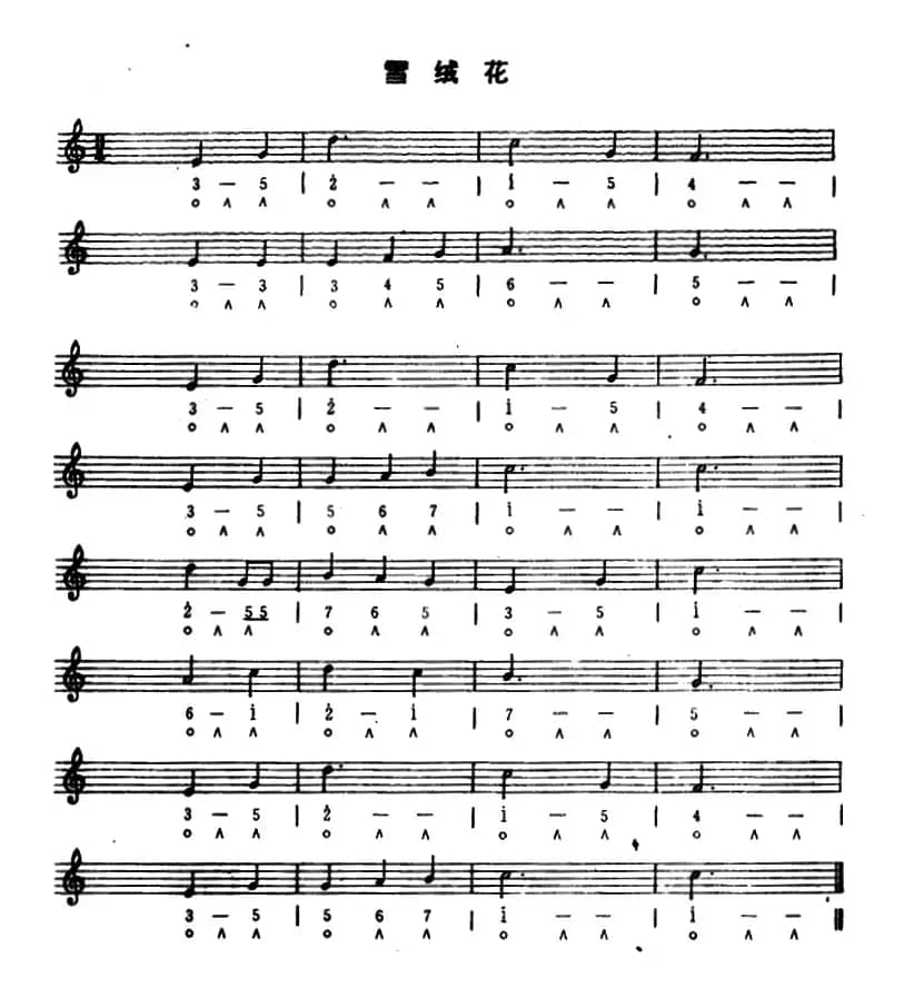 雪绒花（线简谱混排版）