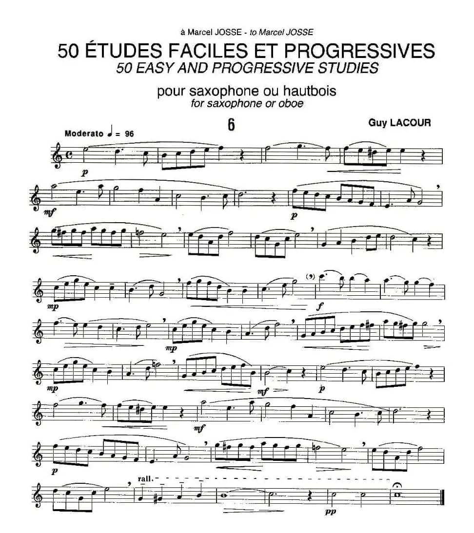 Guy Lacour 50 首萨克斯练习曲之六