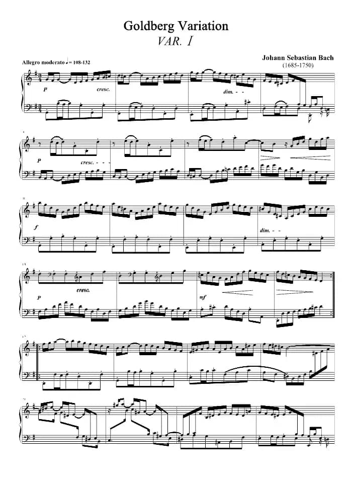 Goldberg Variation（哥德堡变奏曲-Var.1）