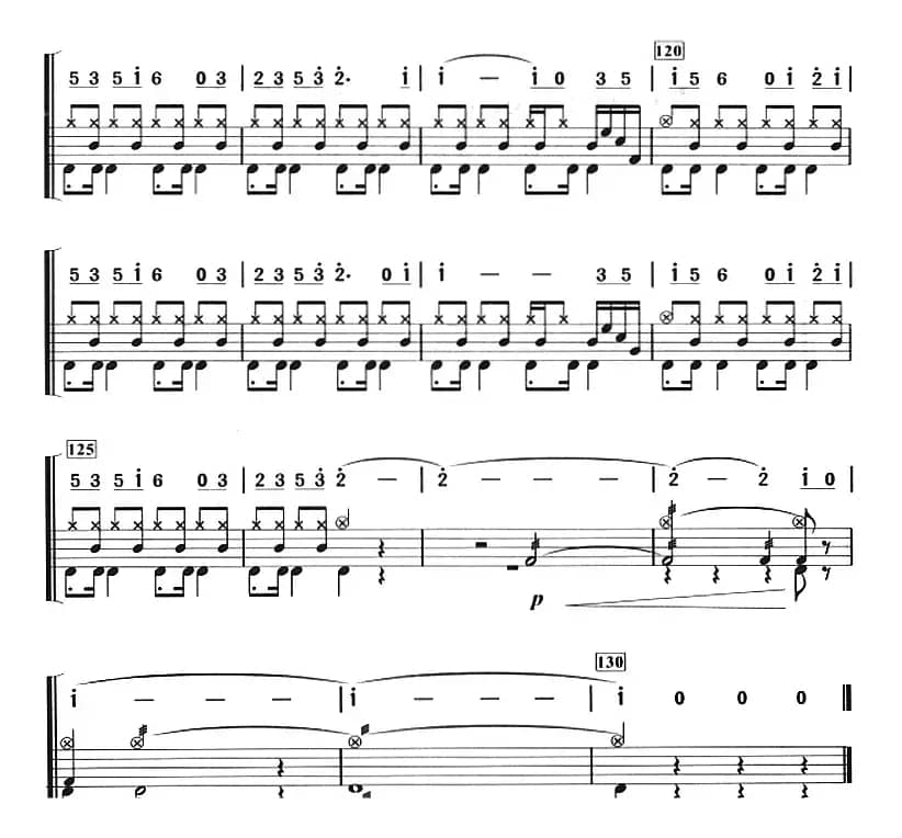 北京欢迎你（架子鼓、主旋律+鼓谱）