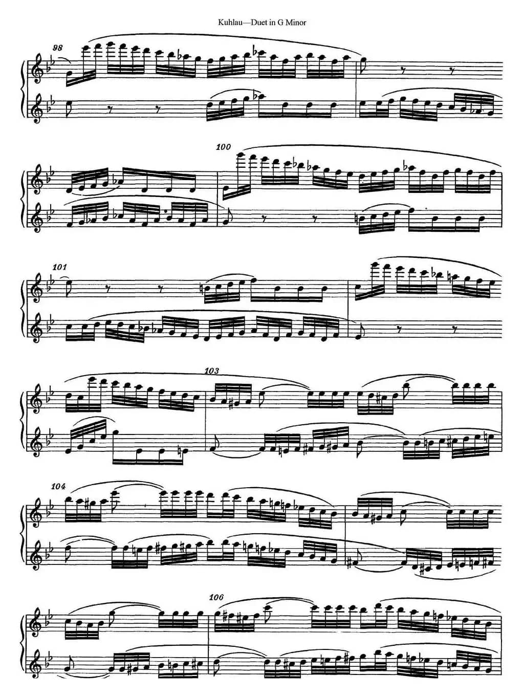 库劳g小调长笛二重奏练习曲（No.1）