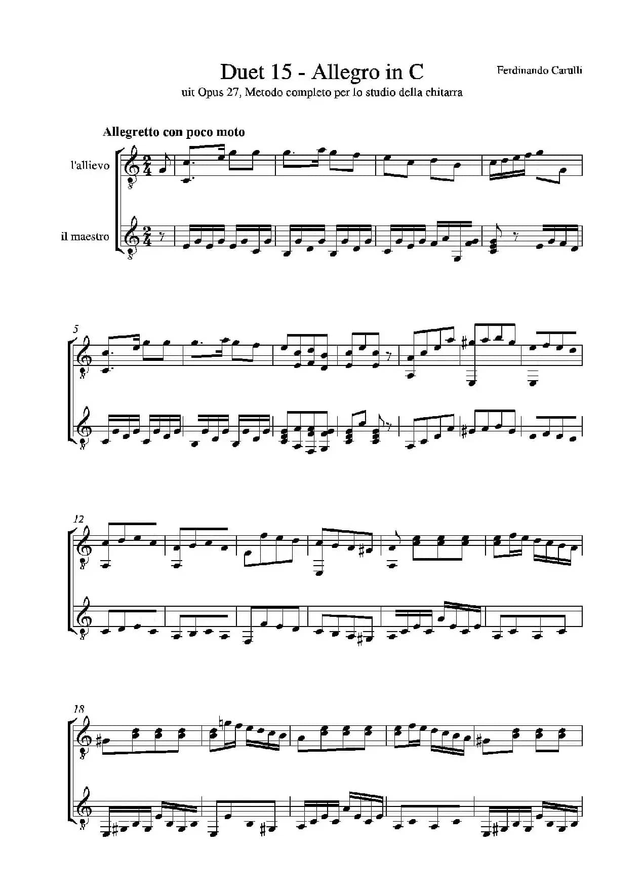 Metodo Completo Op.27-3（古典吉他二重奏练习·15）